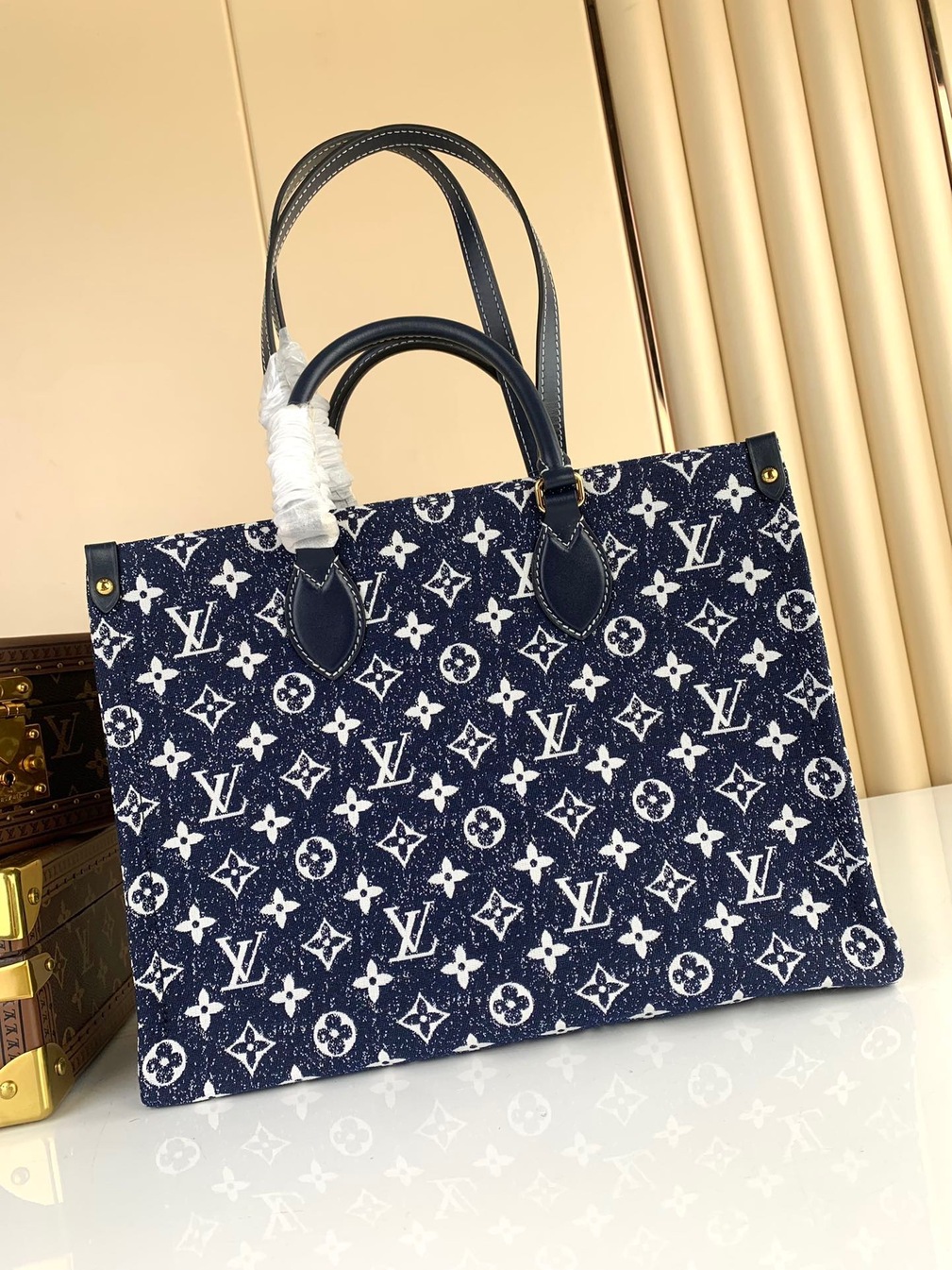 Lv On The Go Denim Mono 35 Bag