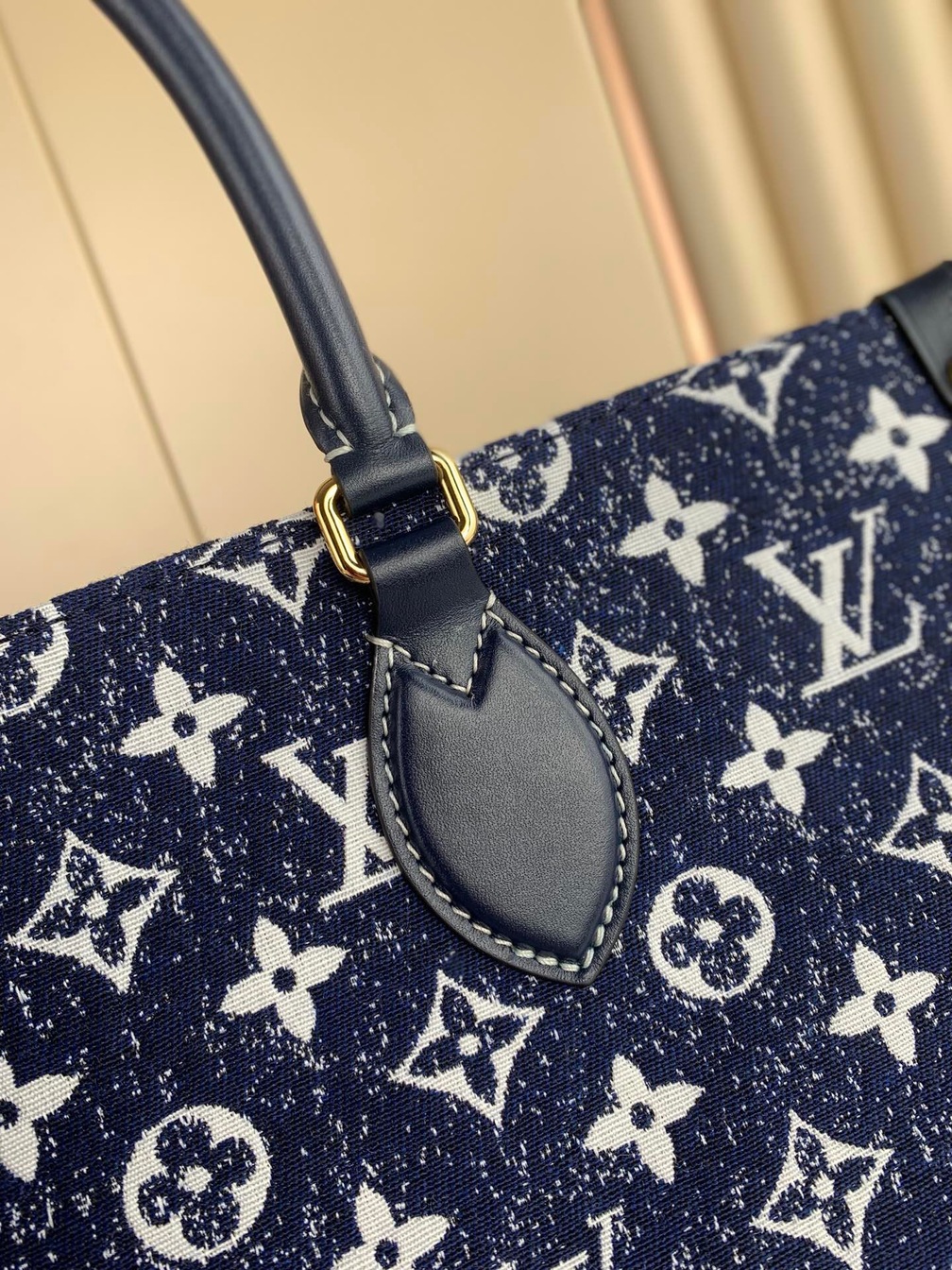 Lv On The Go Denim Mono 35 Bag