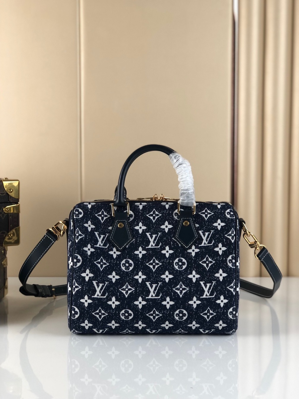 Lv Speedy Bandouliere 25 Mono Denim Bag