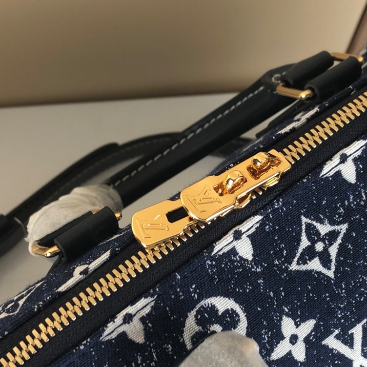 Lv Speedy Bandouliere 25 Mono Denim Bag