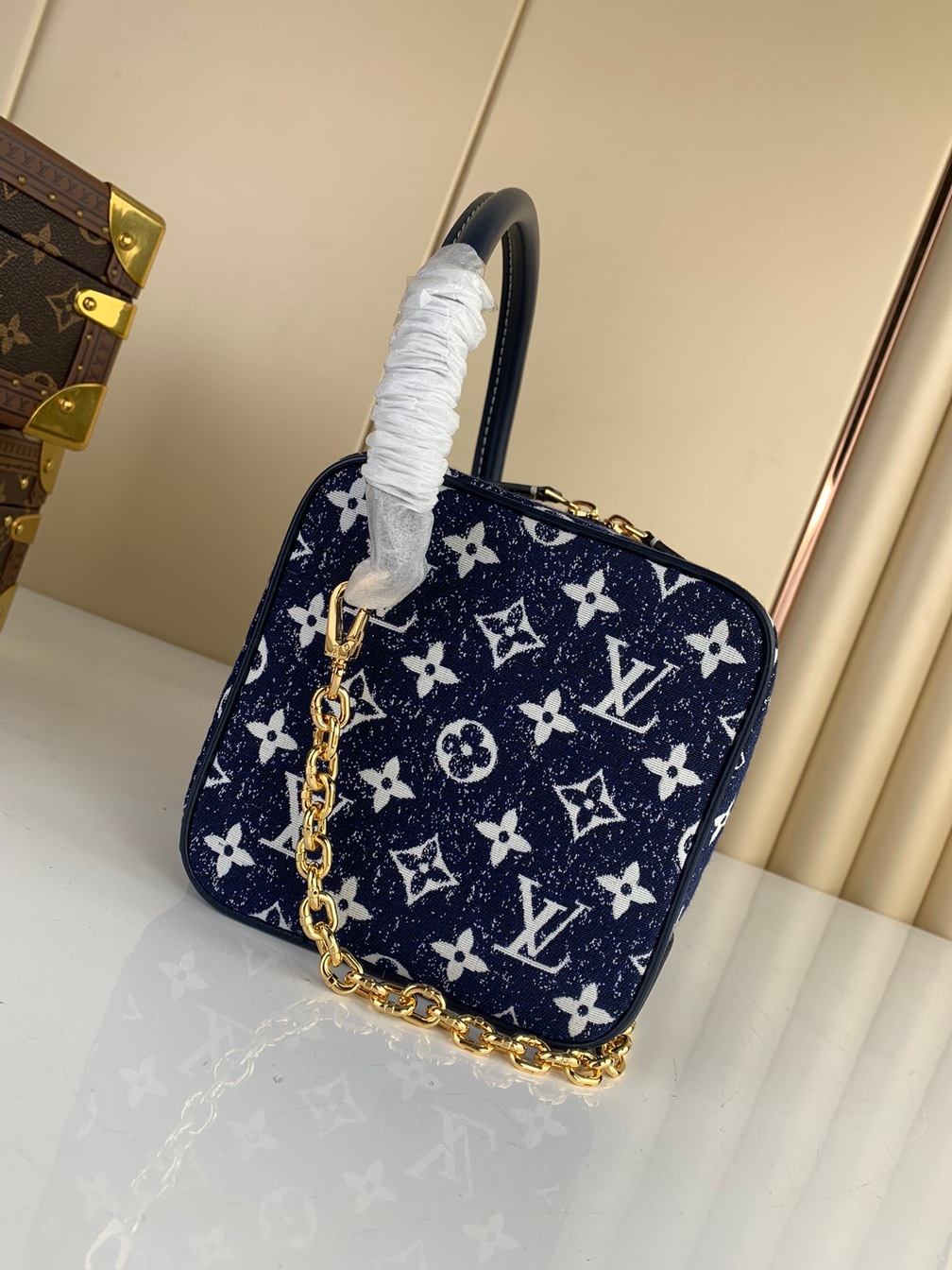 Lv Square Bag 16 Denim Mono Ss2022
