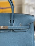 Hermes Birkin Blue 35 Sliver Chain