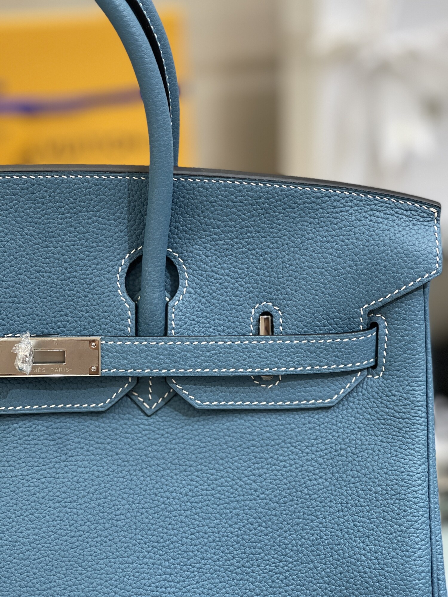 Hermes Birkin Blue 35 Sliver Chain