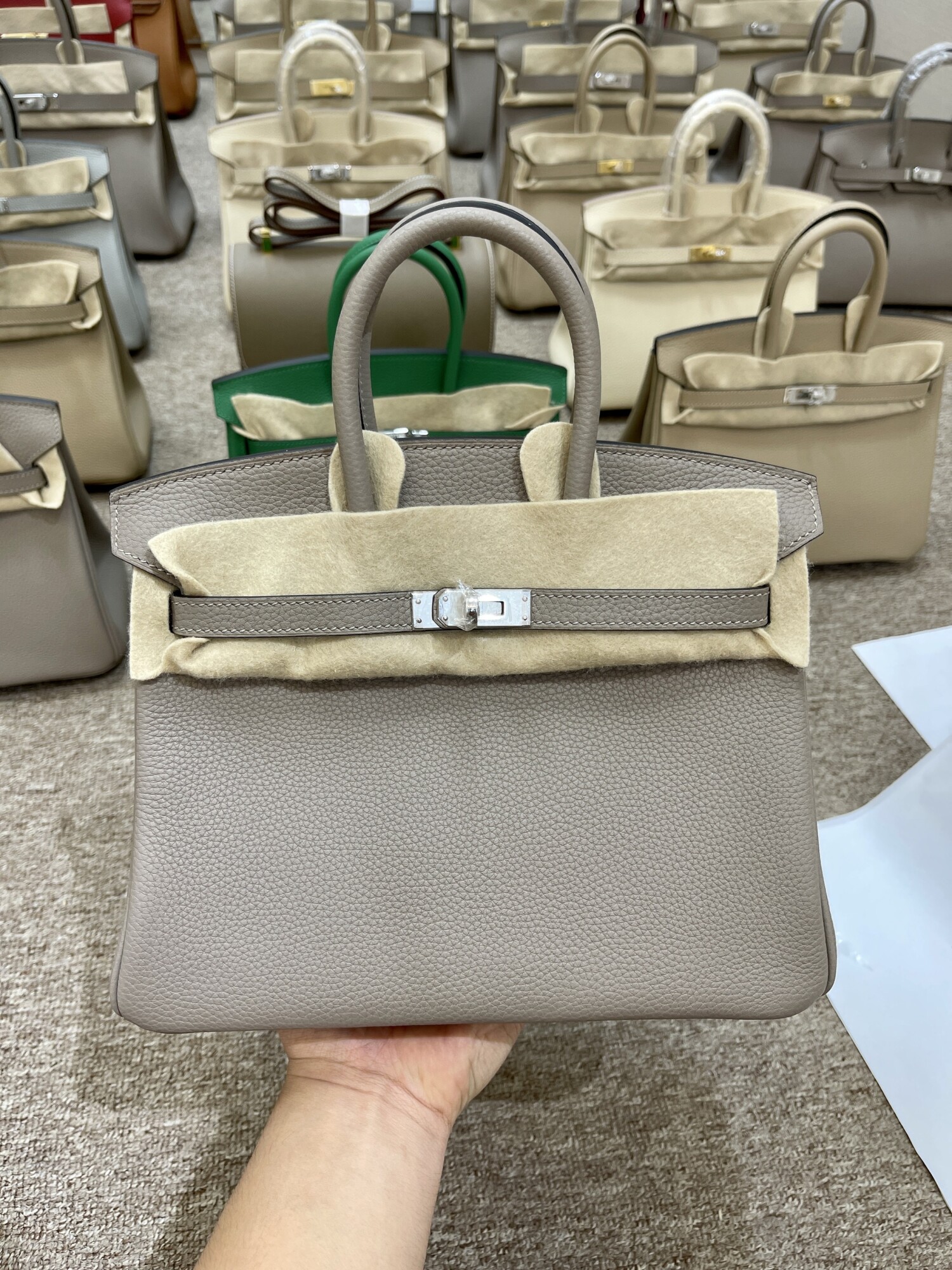 Hermes Birkin Dark Gray 25 Sliver Chain