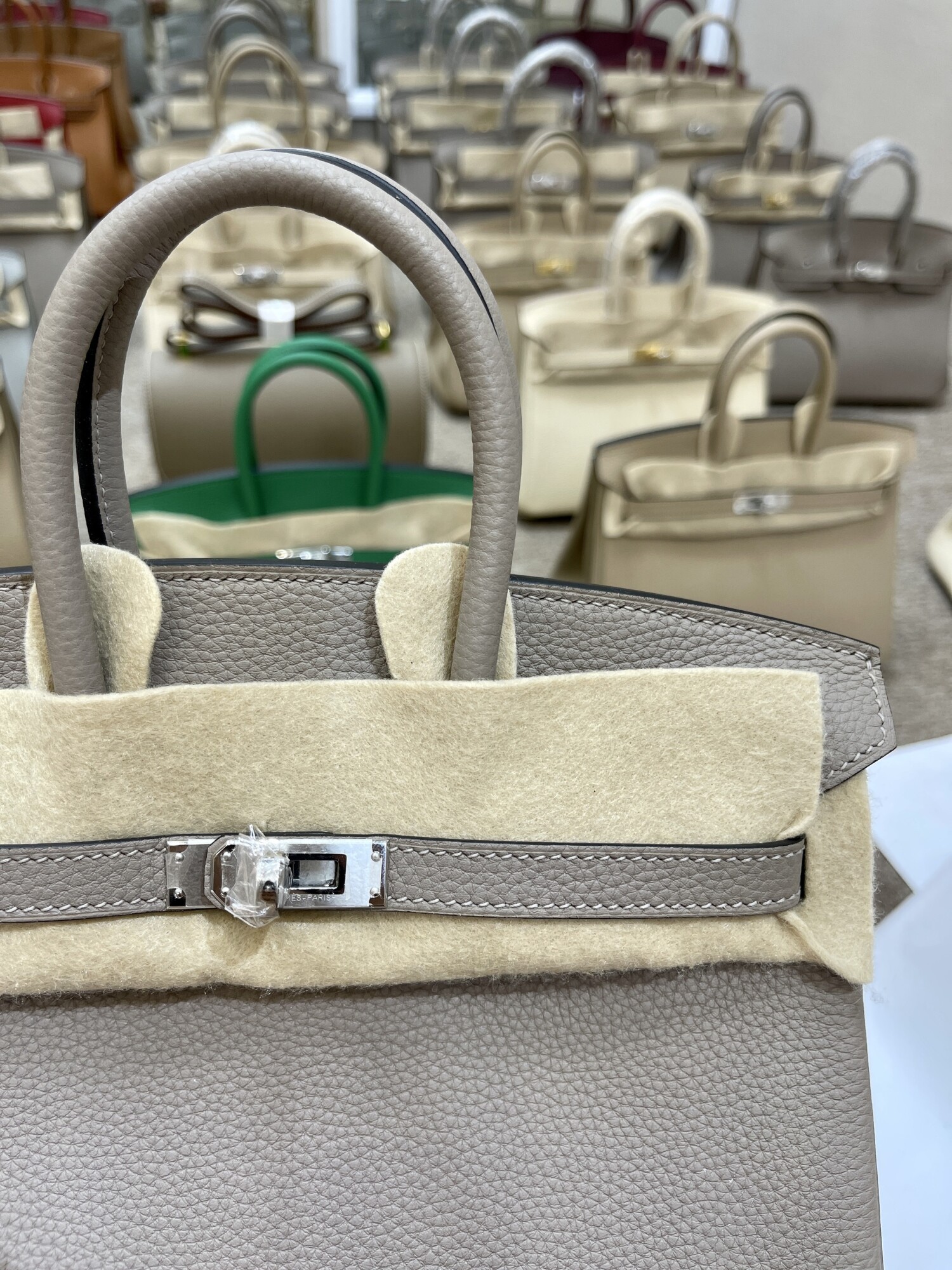 Hermes Birkin Dark Gray 25 Sliver Chain