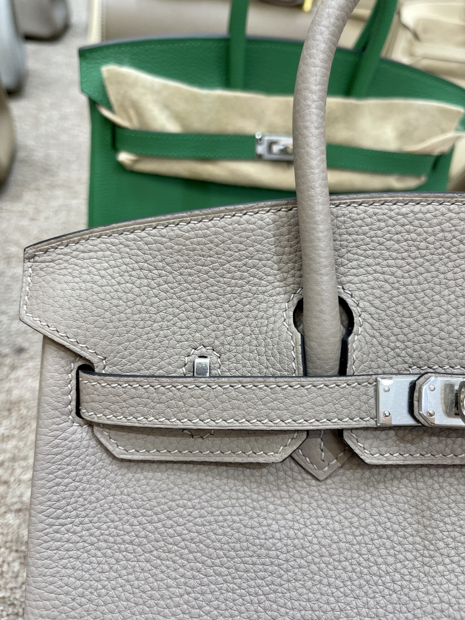 Hermes Birkin Dark Gray 25 Sliver Chain