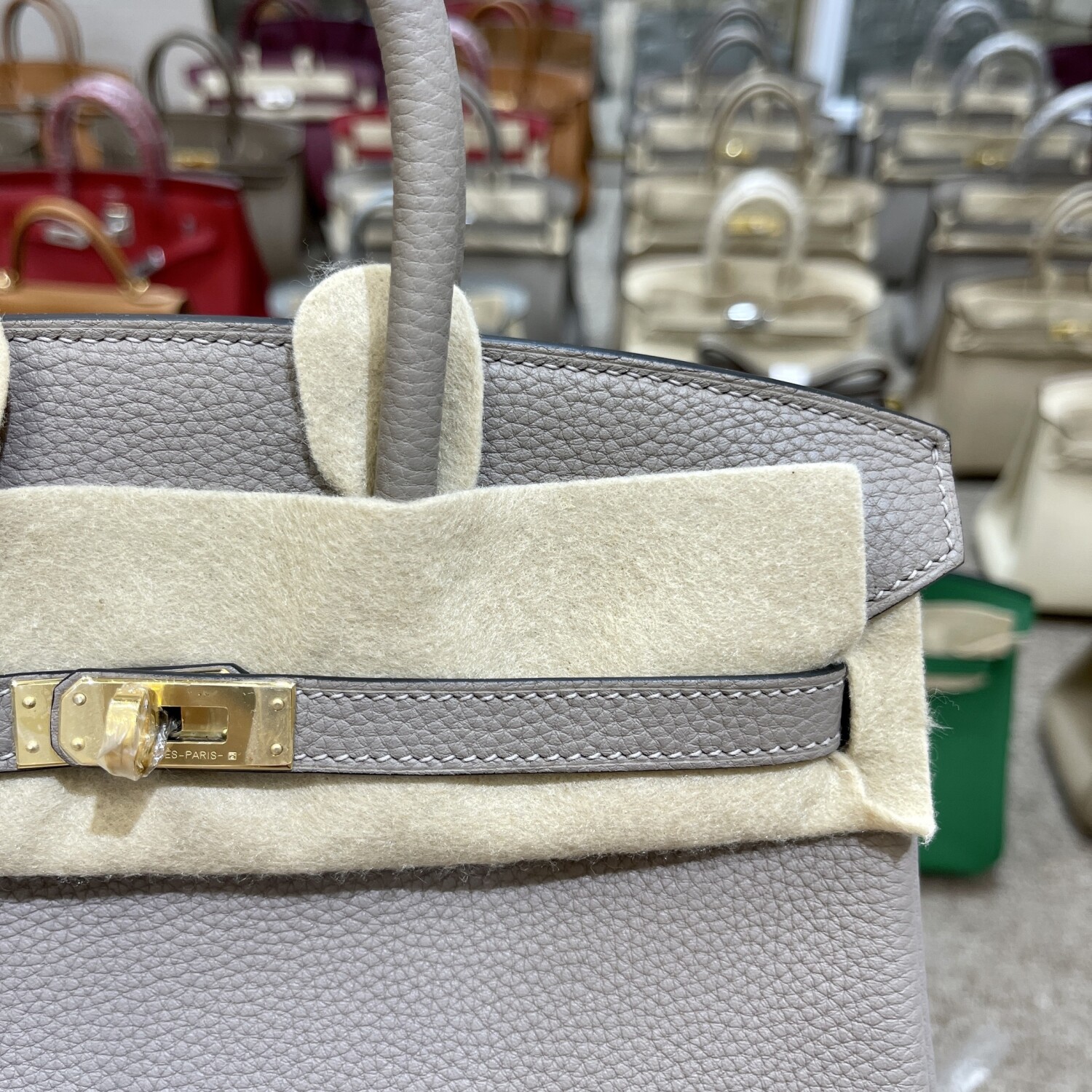 Hermes Birkin Dark Gray 25 Yellow Chain