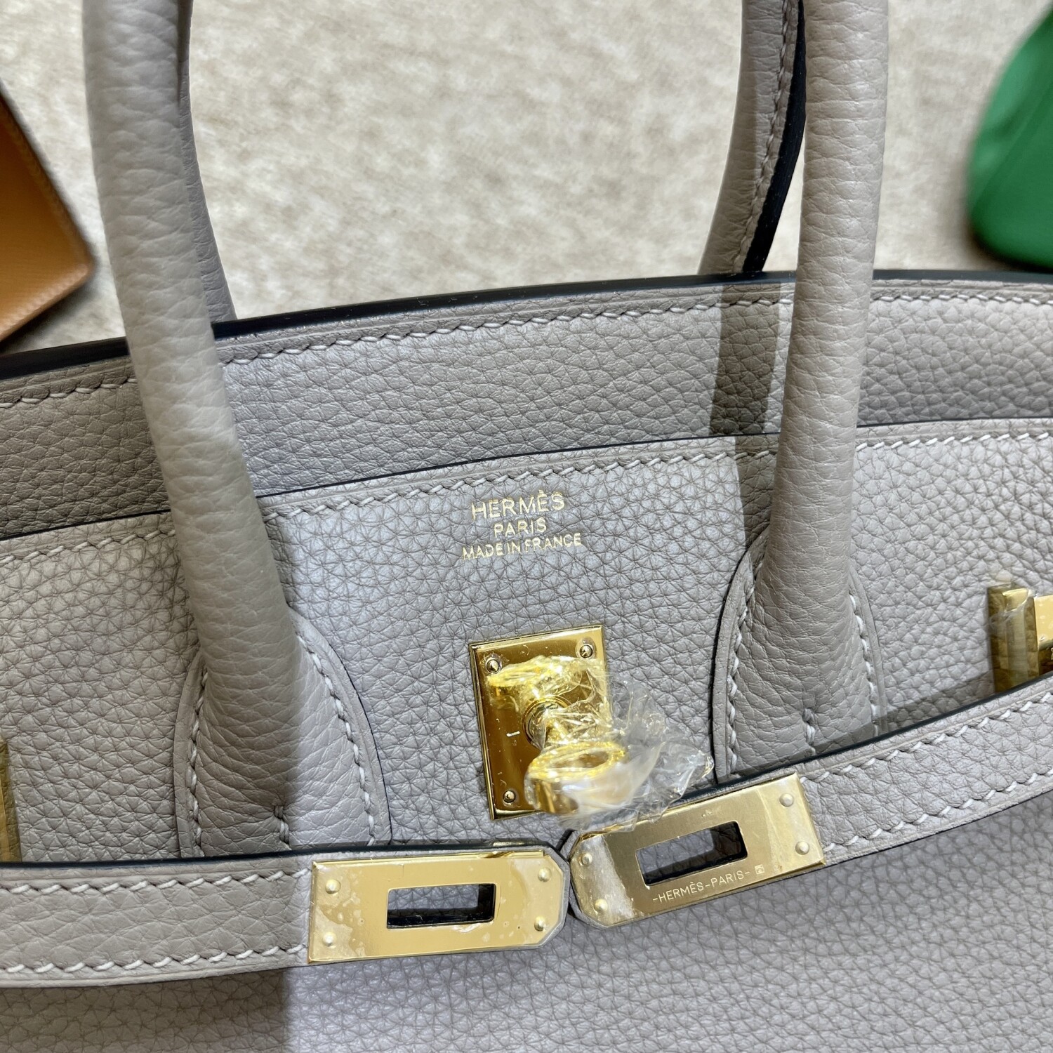 Hermes Birkin Dark Gray 25 Yellow Chain