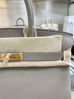 Hermes Birkin Dark Gray 30 Yellow Chain