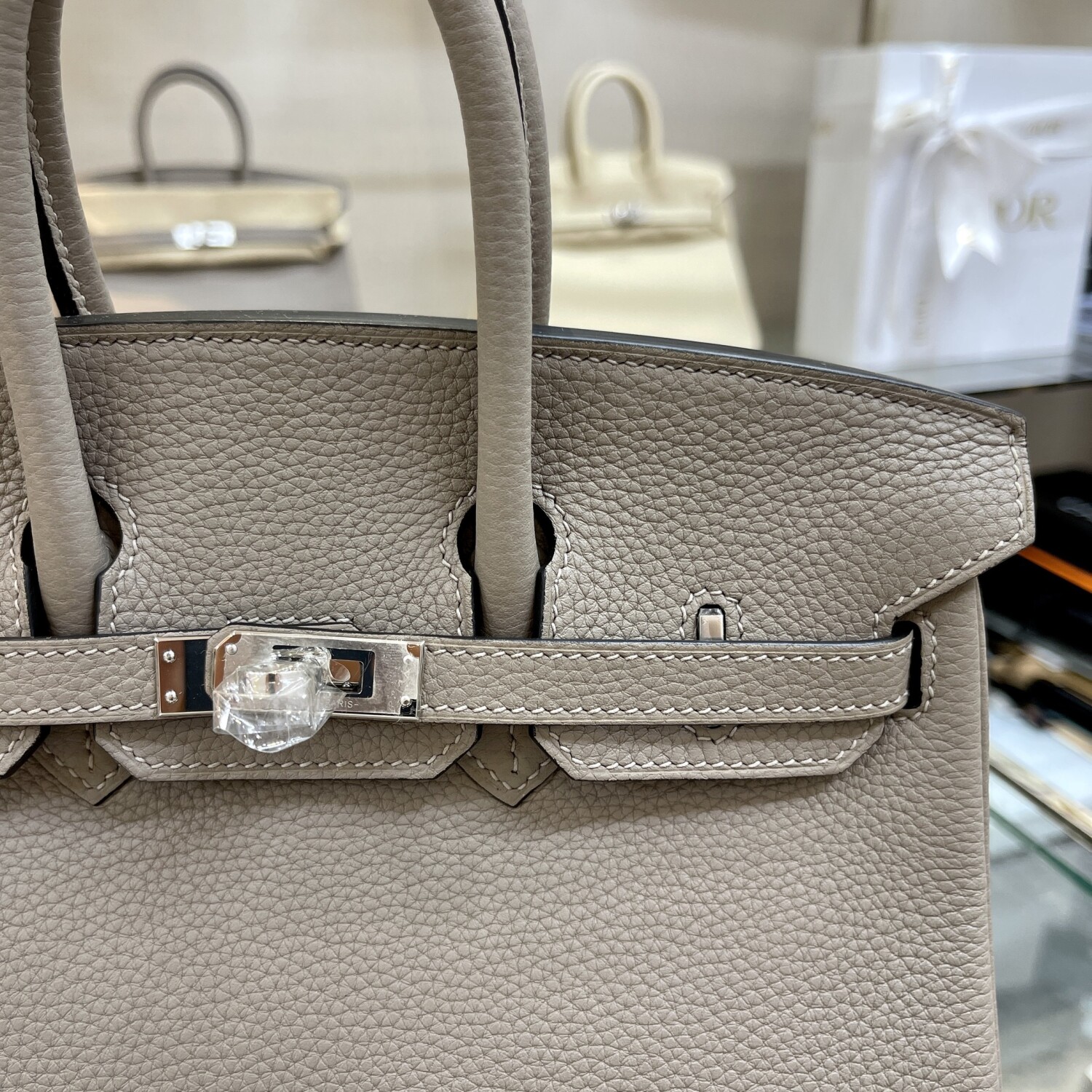 Hermes Birkin Gray 25 Sliver Chain