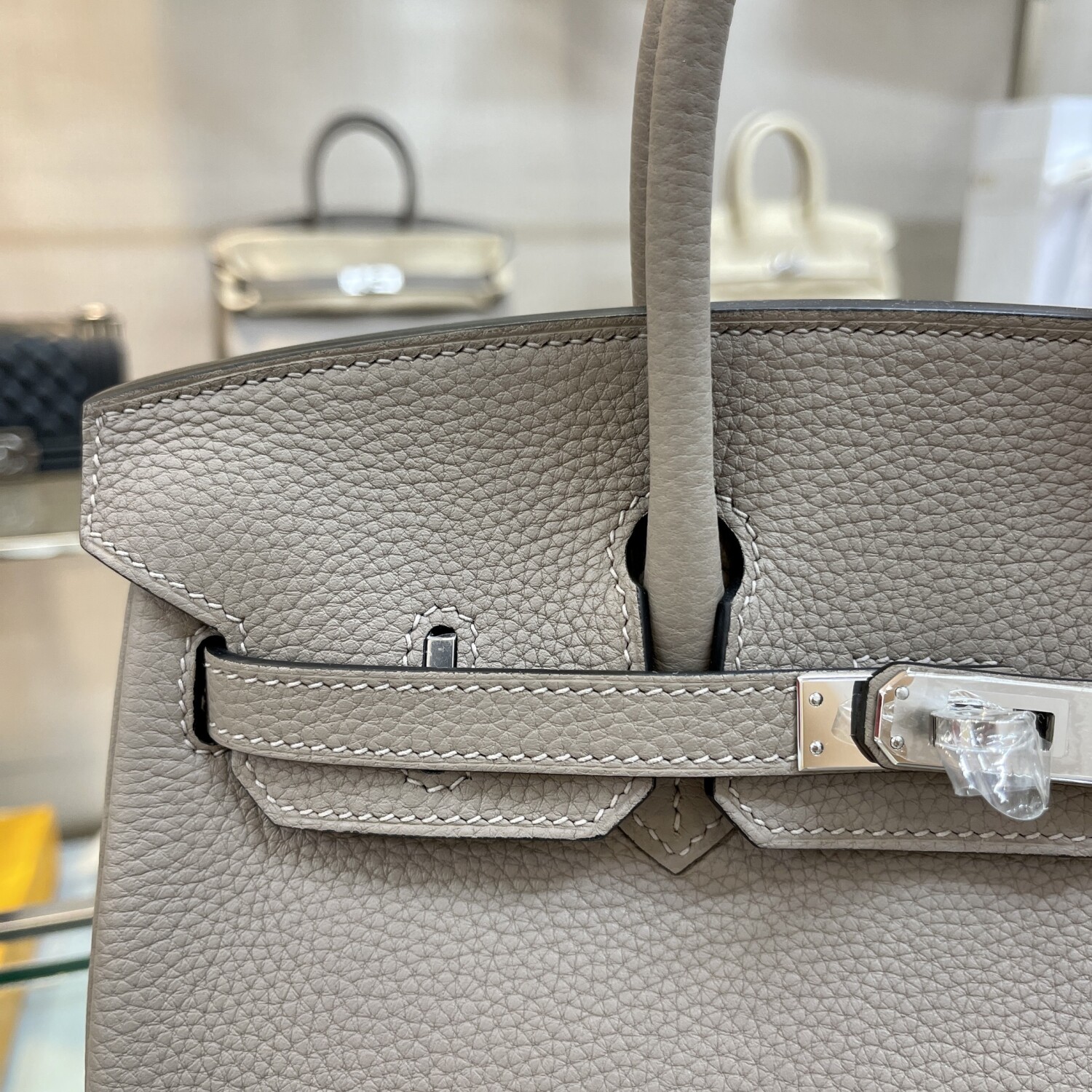 Hermes Birkin Gray 25 Sliver Chain