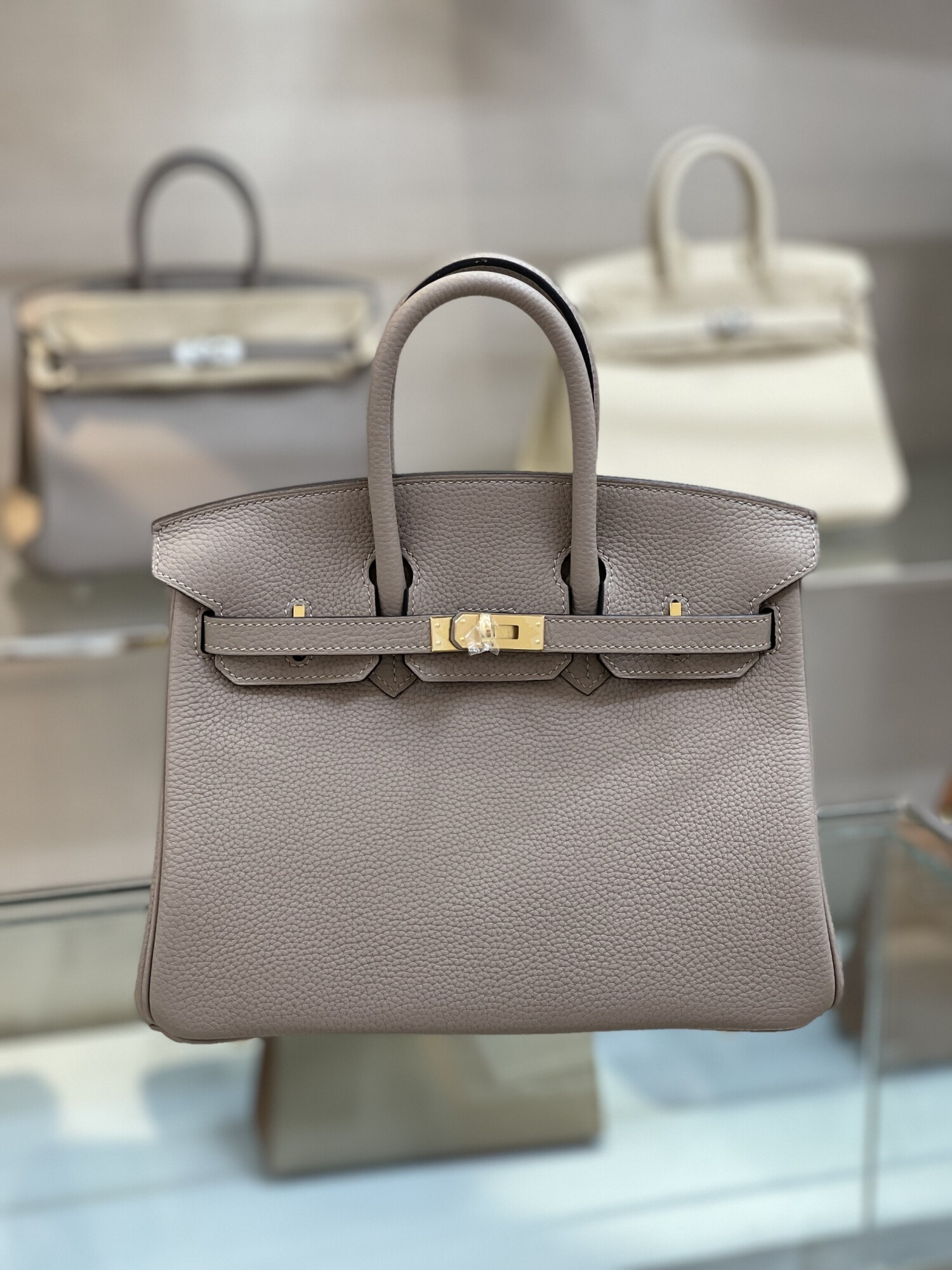 Hermes Birkin Gray 25 Yellow Chain