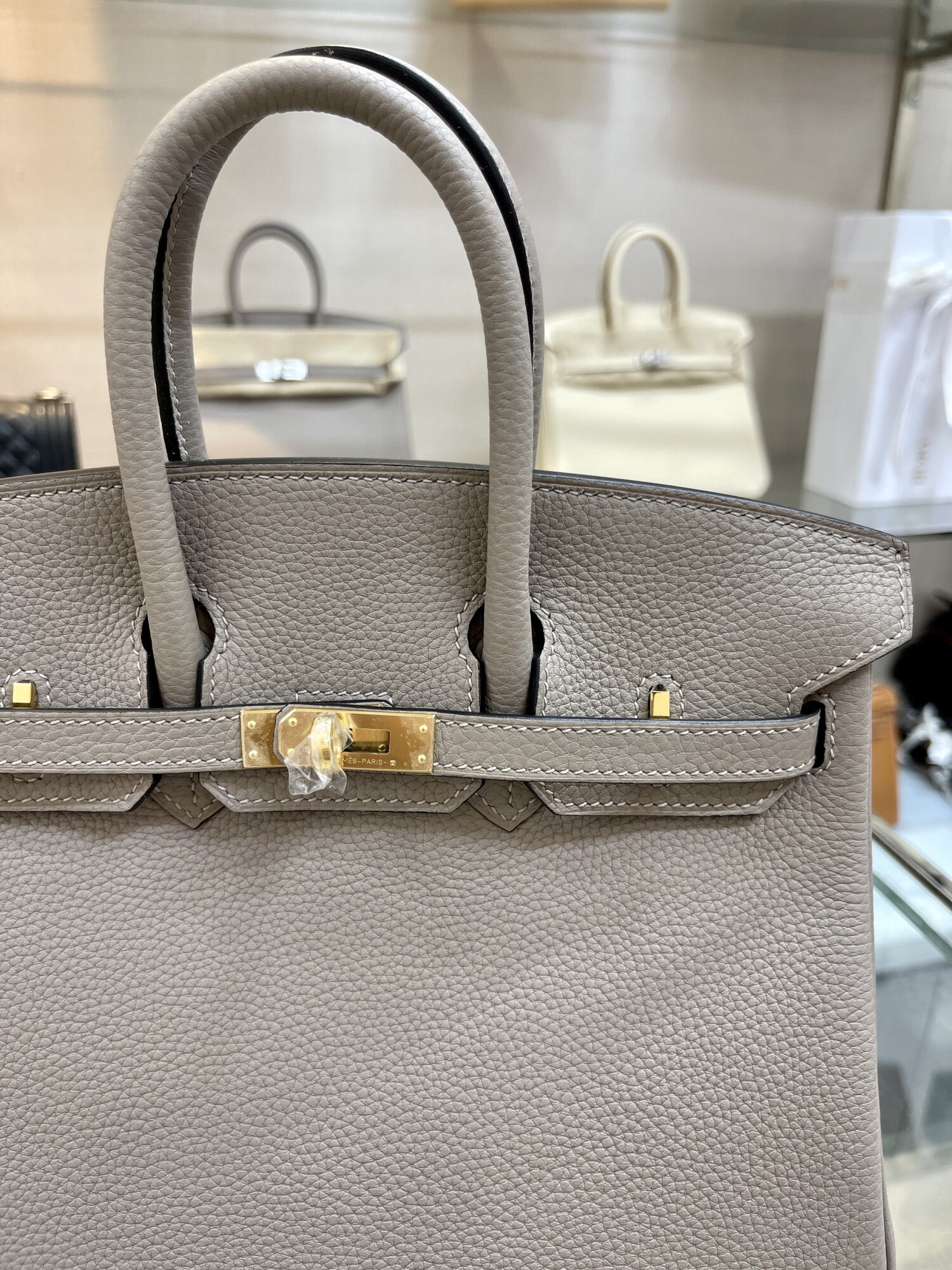 Hermes Birkin Gray 25 Yellow Chain