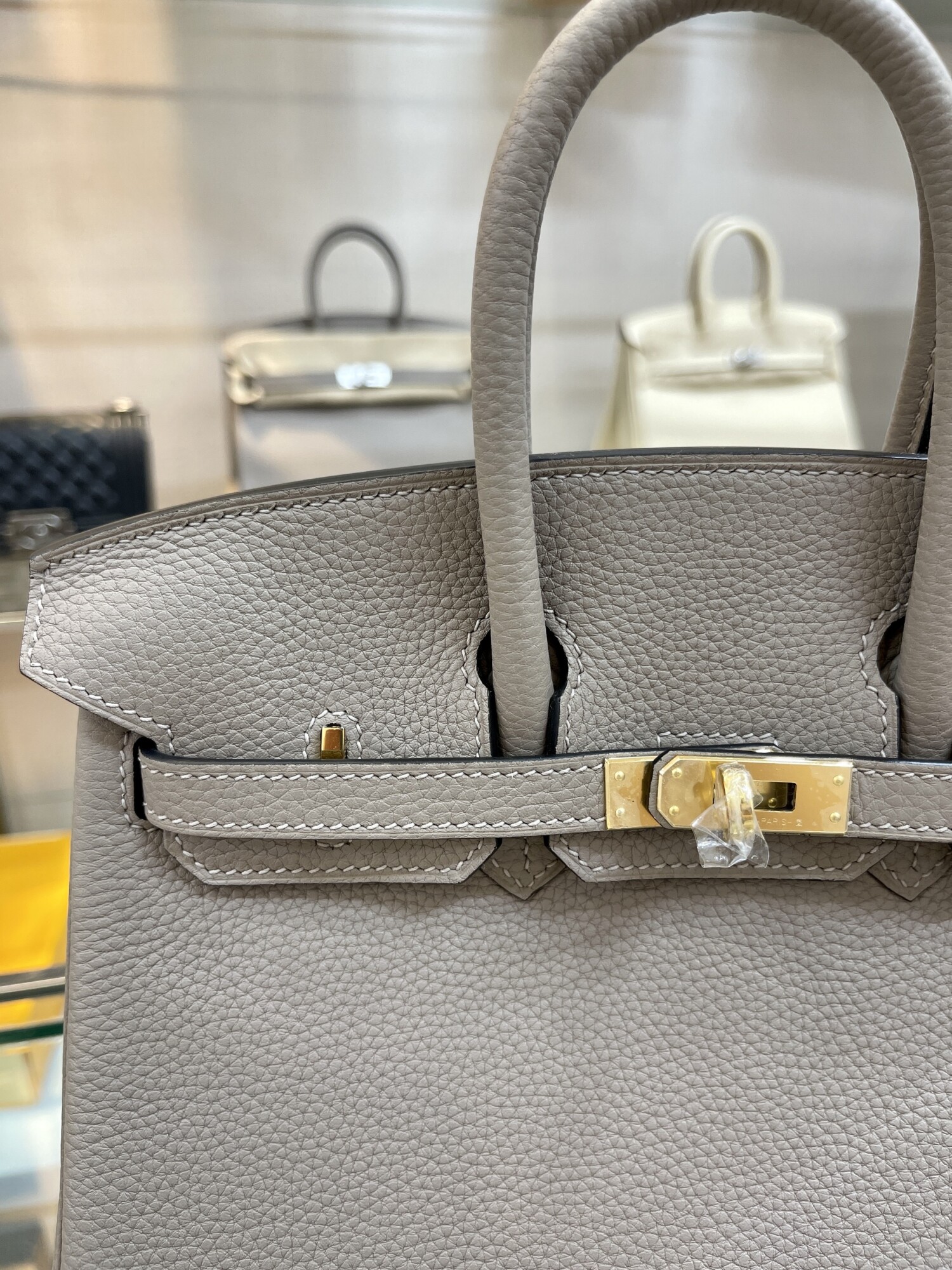 Hermes Birkin Gray 25 Yellow Chain