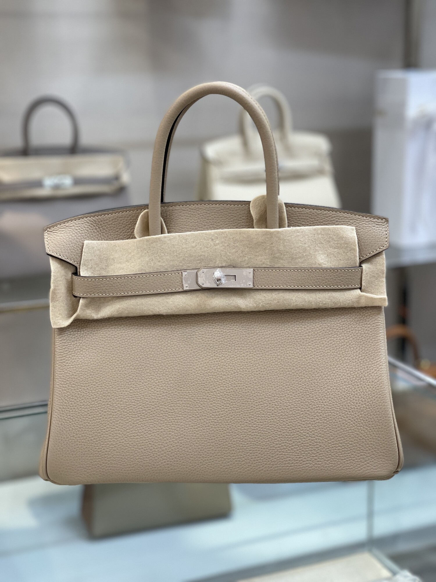 Hermes Birkin Lightly Beige 30 Sliver Chain