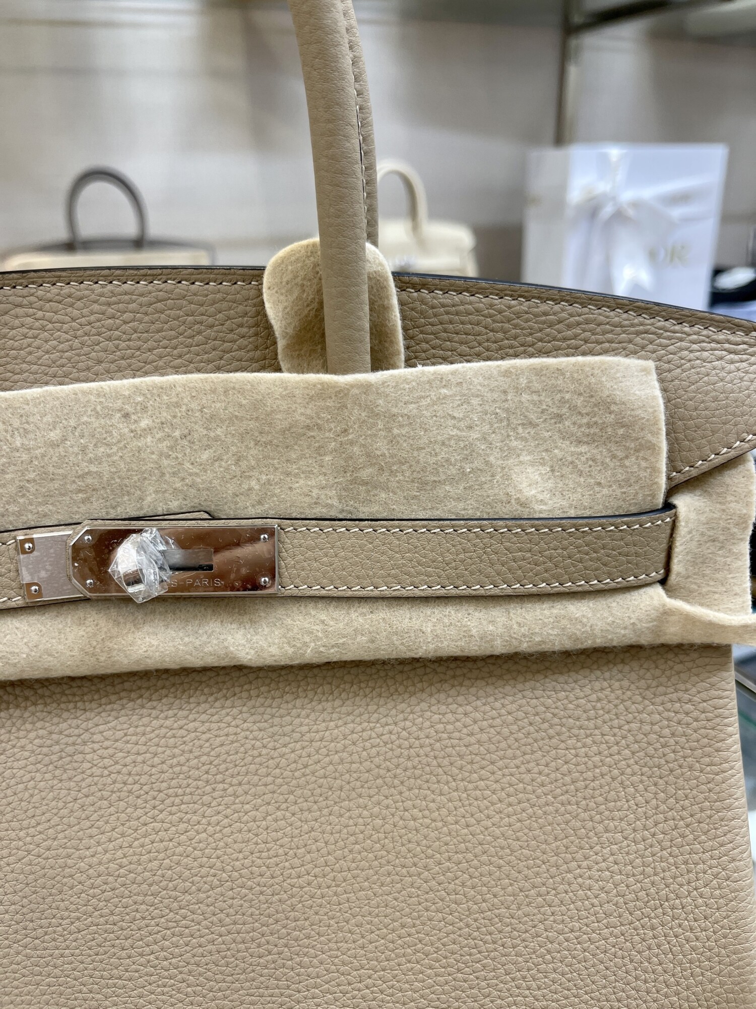 Hermes Birkin Lightly Beige 30 Sliver Chain