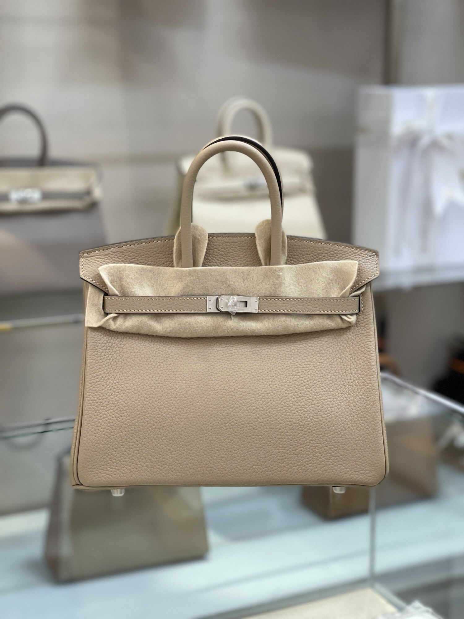 Hermes Birkin Lightly Beige 30 Sliver Chain