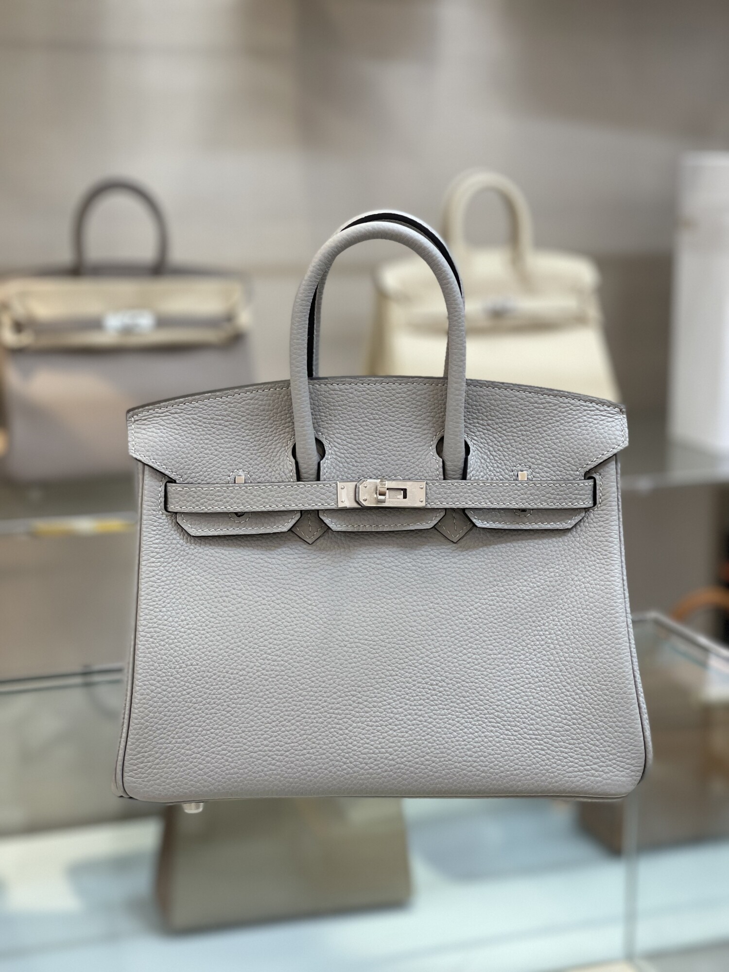 Hermes Birkin Lightly Gray 25 Sliver Chain