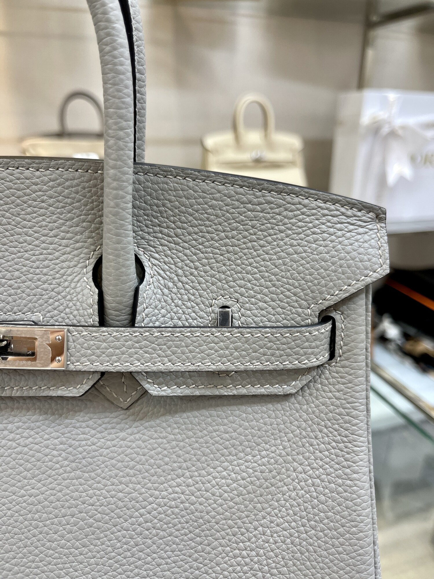 Hermes Birkin Lightly Gray 25 Sliver Chain