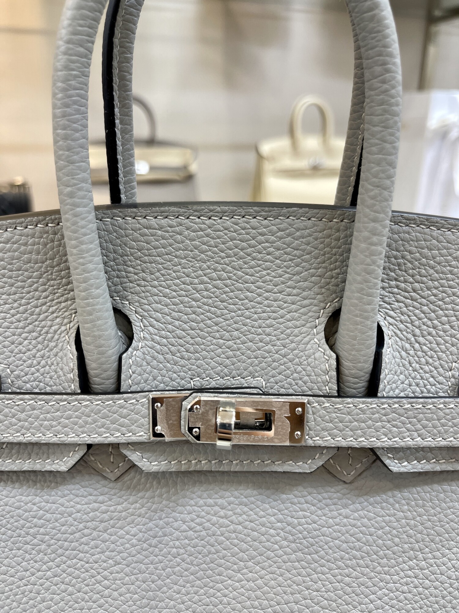 Hermes Birkin Lightly Gray 25 Sliver Chain