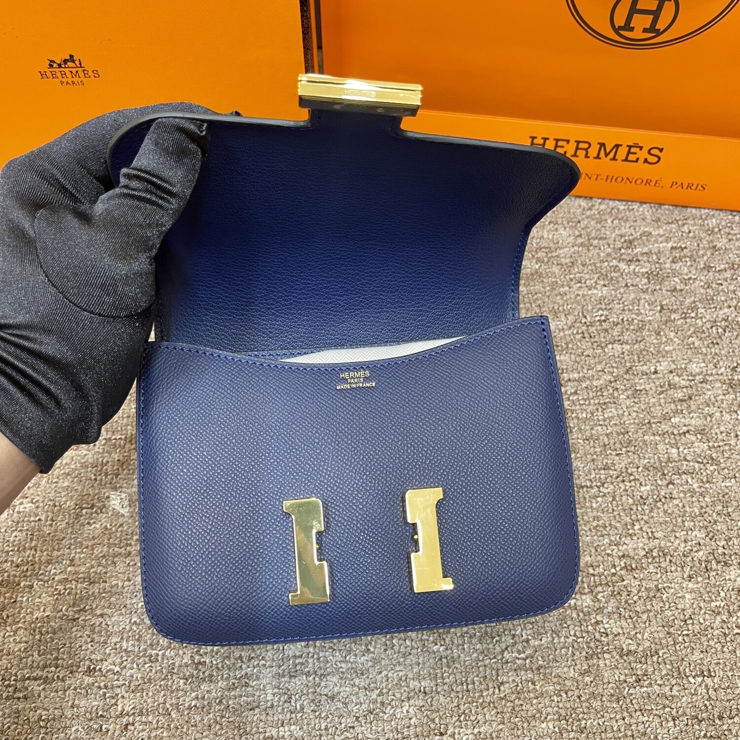 Hermes Constance 19 Blue Navy