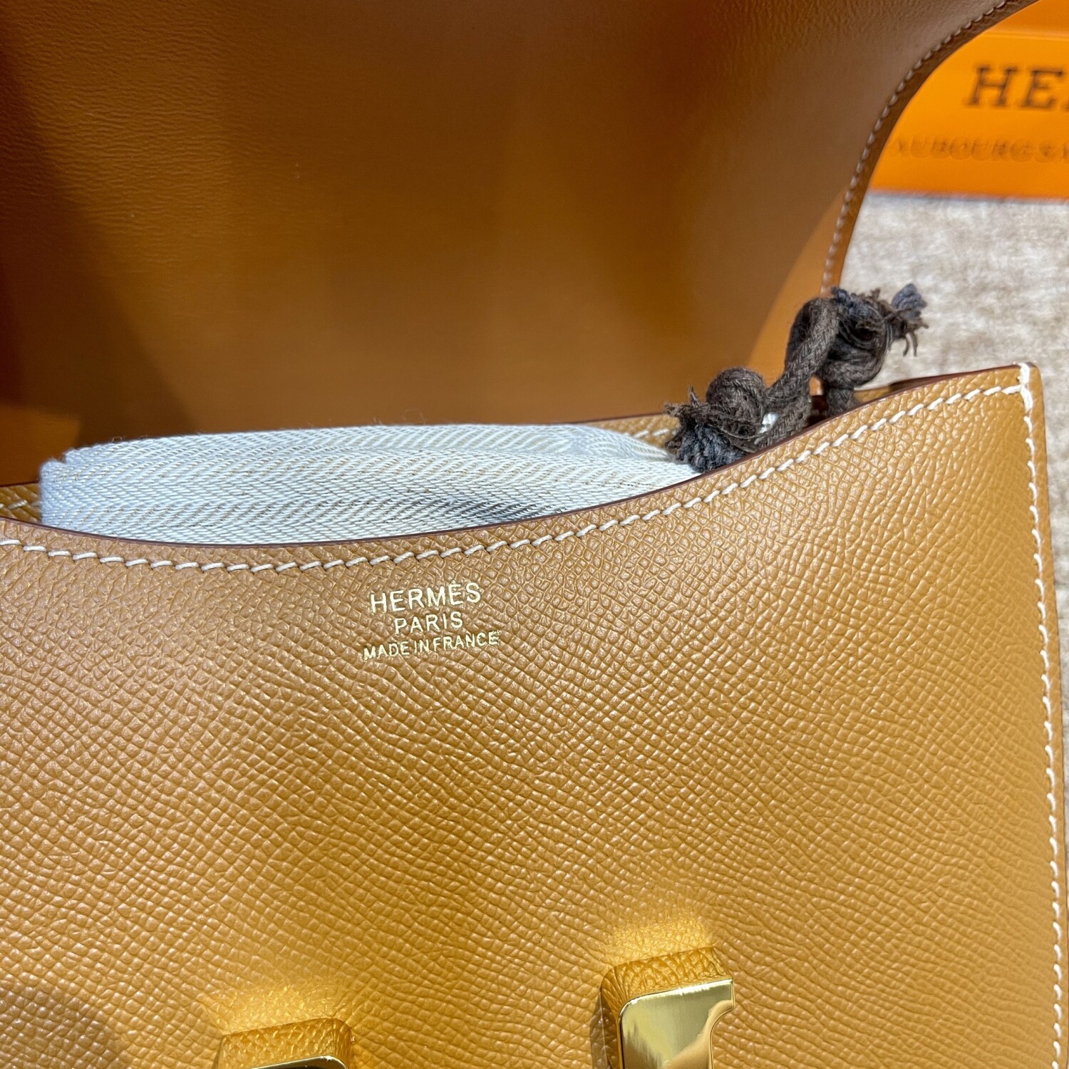 Hermes Constance Brown 25 Yellow Chain