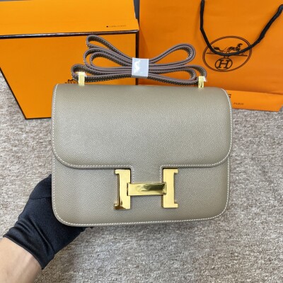 Hermes Constance Gray 23 Yellow Chain