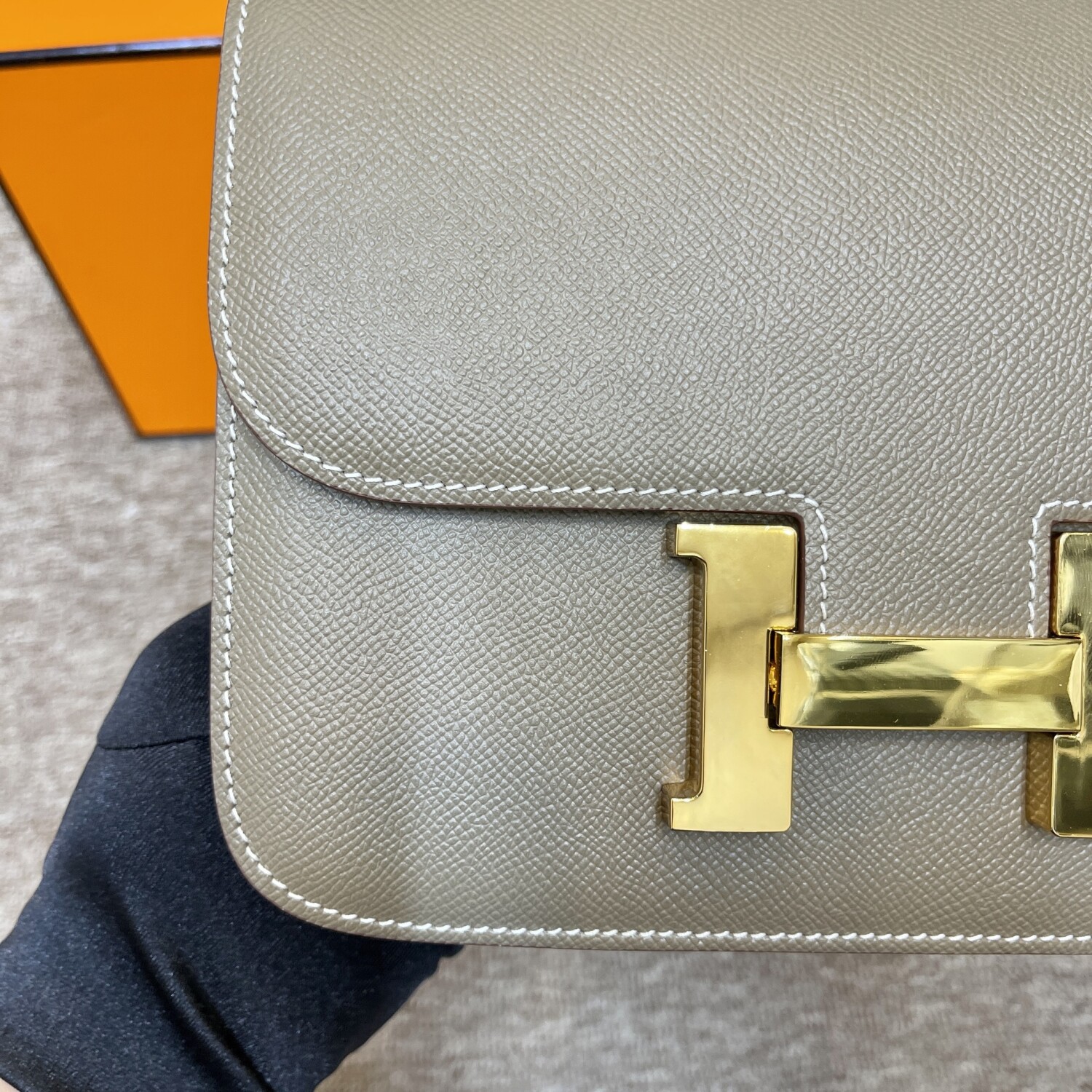 Hermes Constance Gray 23 Yellow Chain