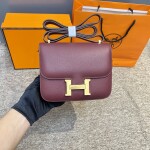 Hermes Constance Ruby Red 19 Yellow Chain