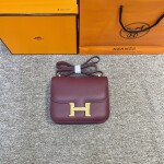 Hermes Constance Ruby Red 19 Yellow Chain