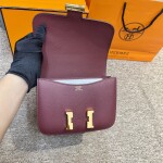 Hermes Constance Ruby Red 19 Yellow Chain