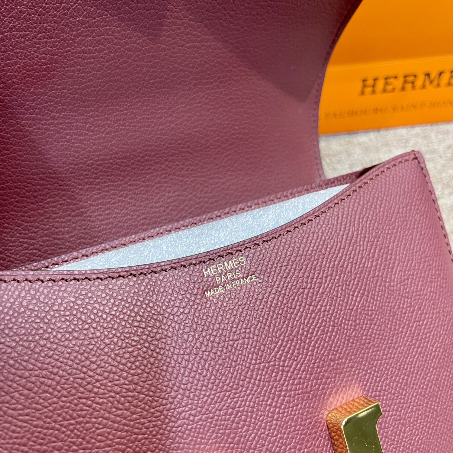 Hermes Constance Ruby Red 19 Yellow Chain