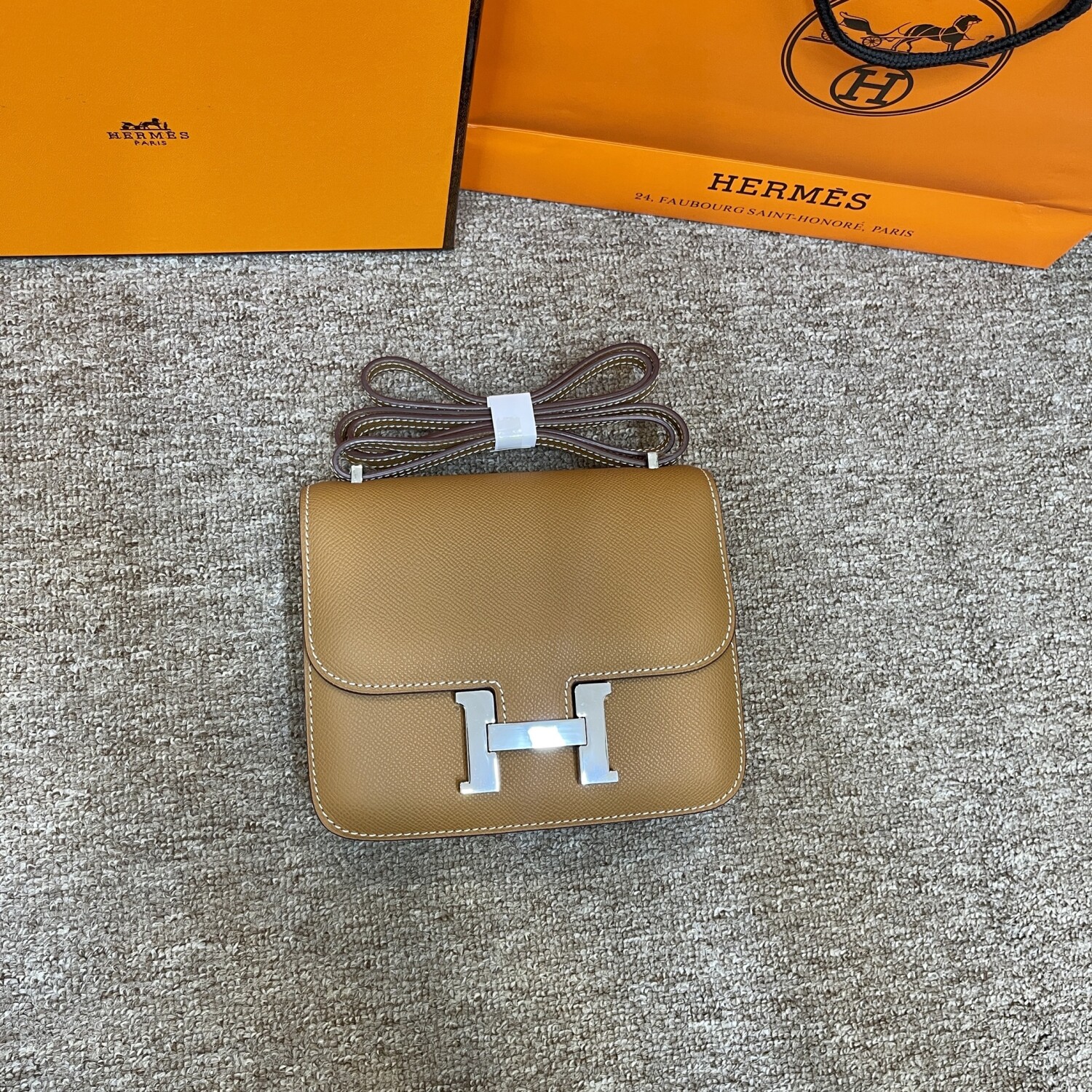 Hermes Costance 19 Brown Sliver Chain