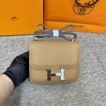 Hermes Costance 19 Brown Sliver Chain