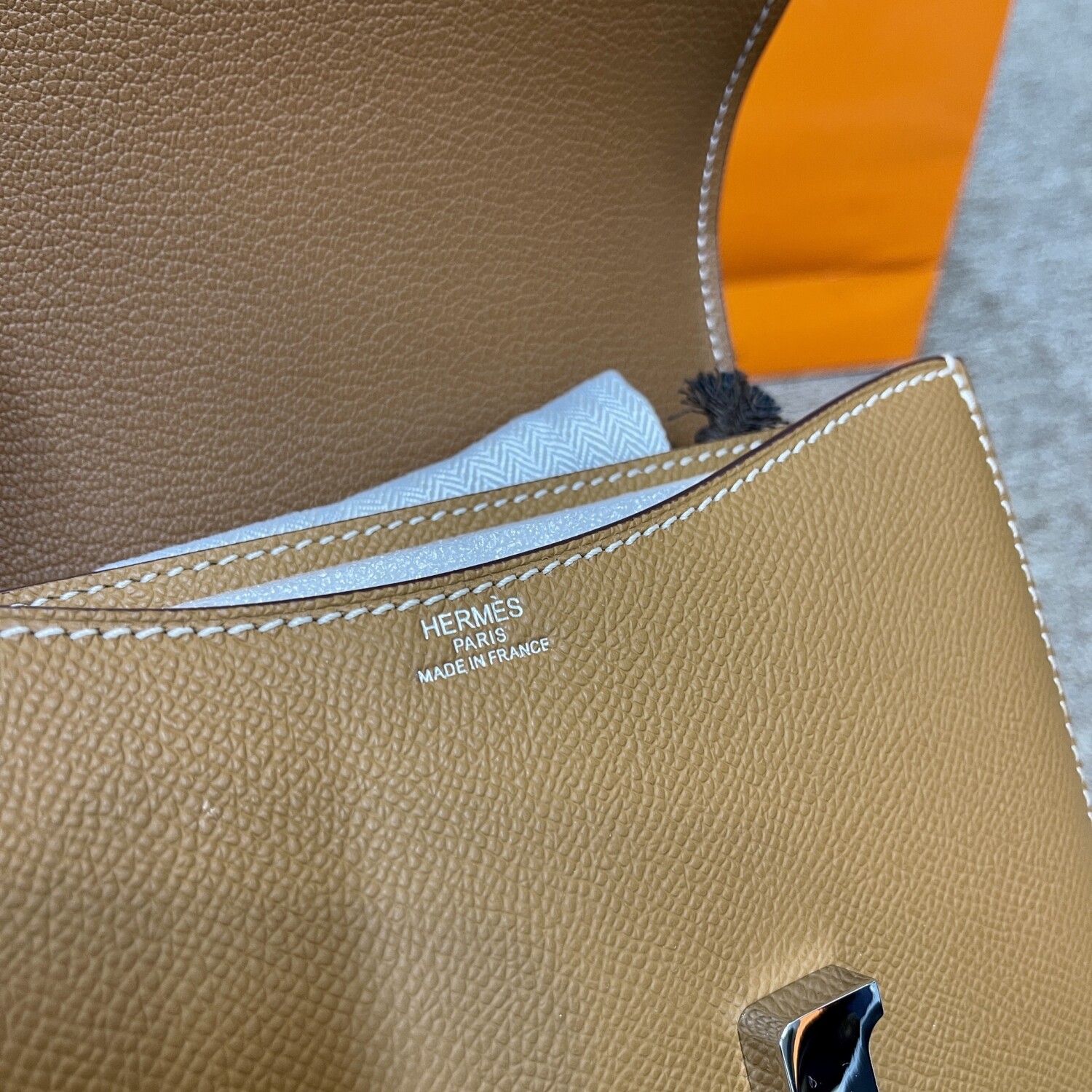 Hermes Costance 19 Brown Sliver Chain