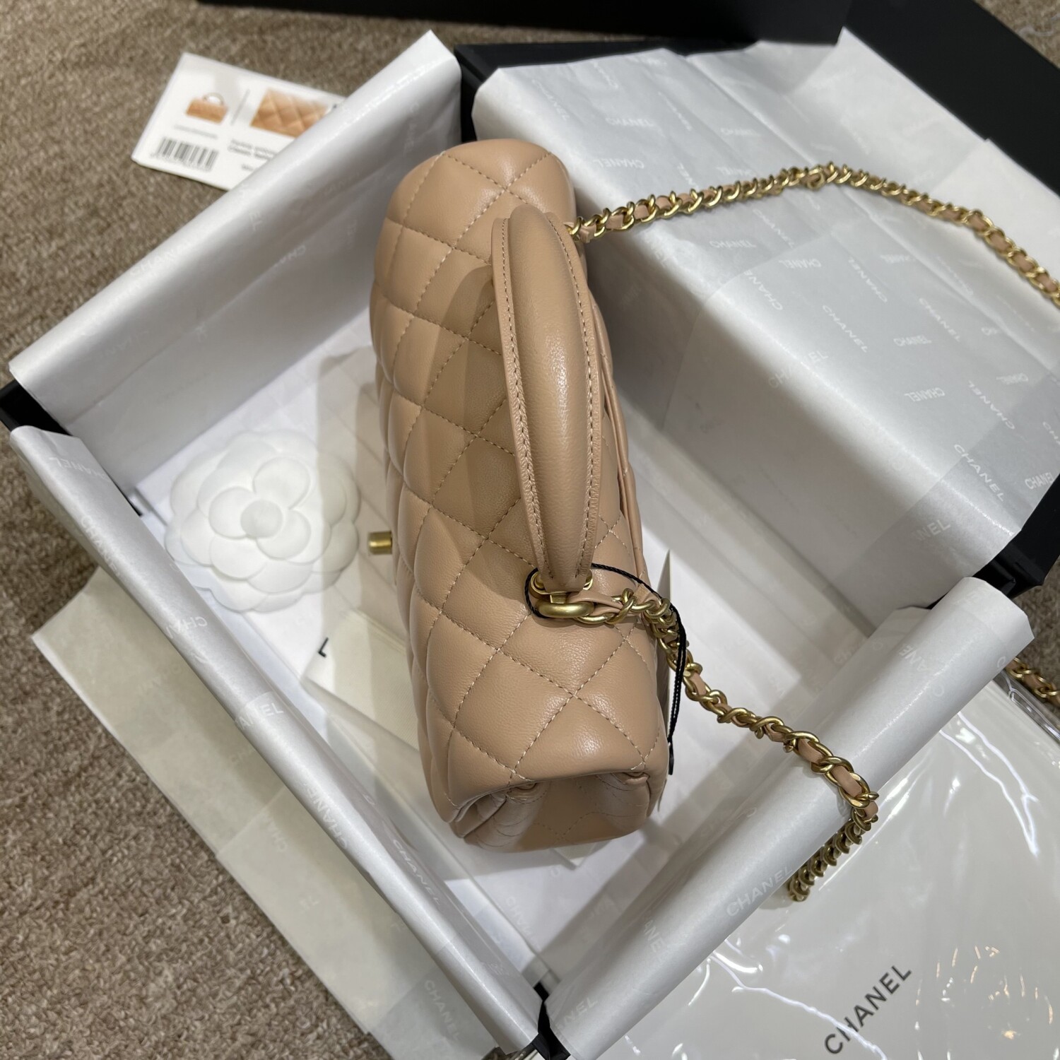 Chanel Classic Flat 20 Lambskin Brown Nude