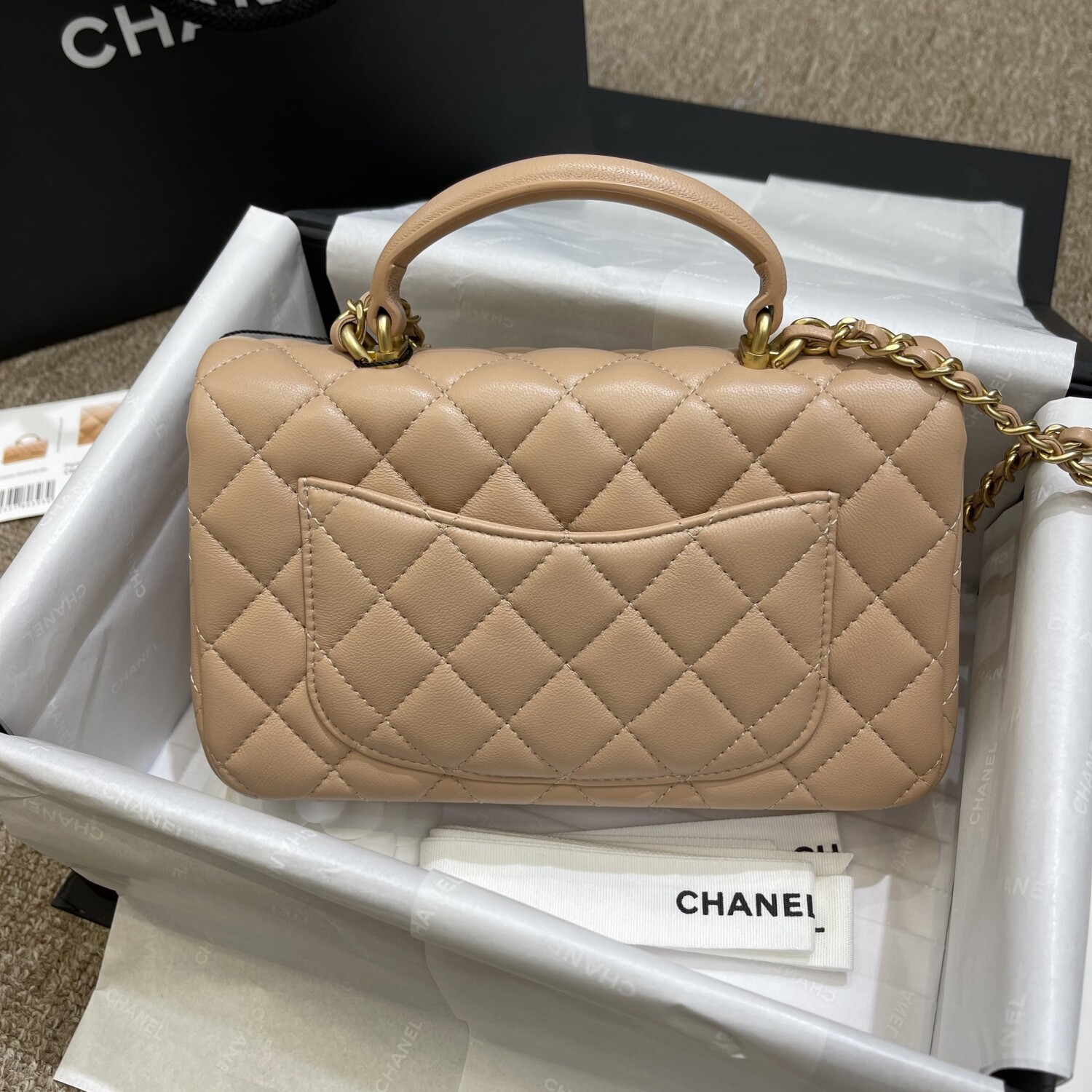 Chanel Classic Flat 20 Lambskin Brown Nude
