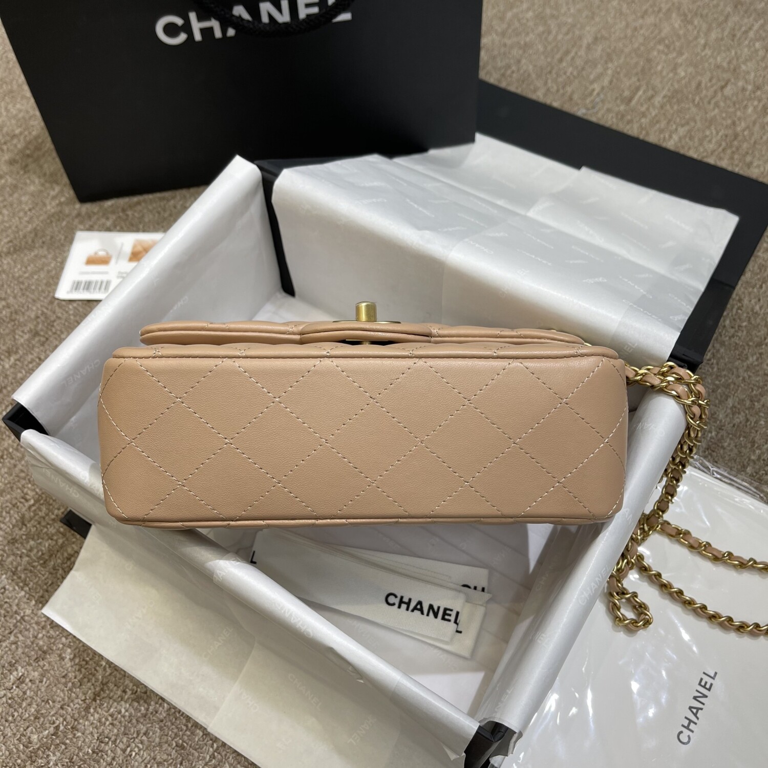 Chanel Classic Flat 20 Lambskin Brown Nude