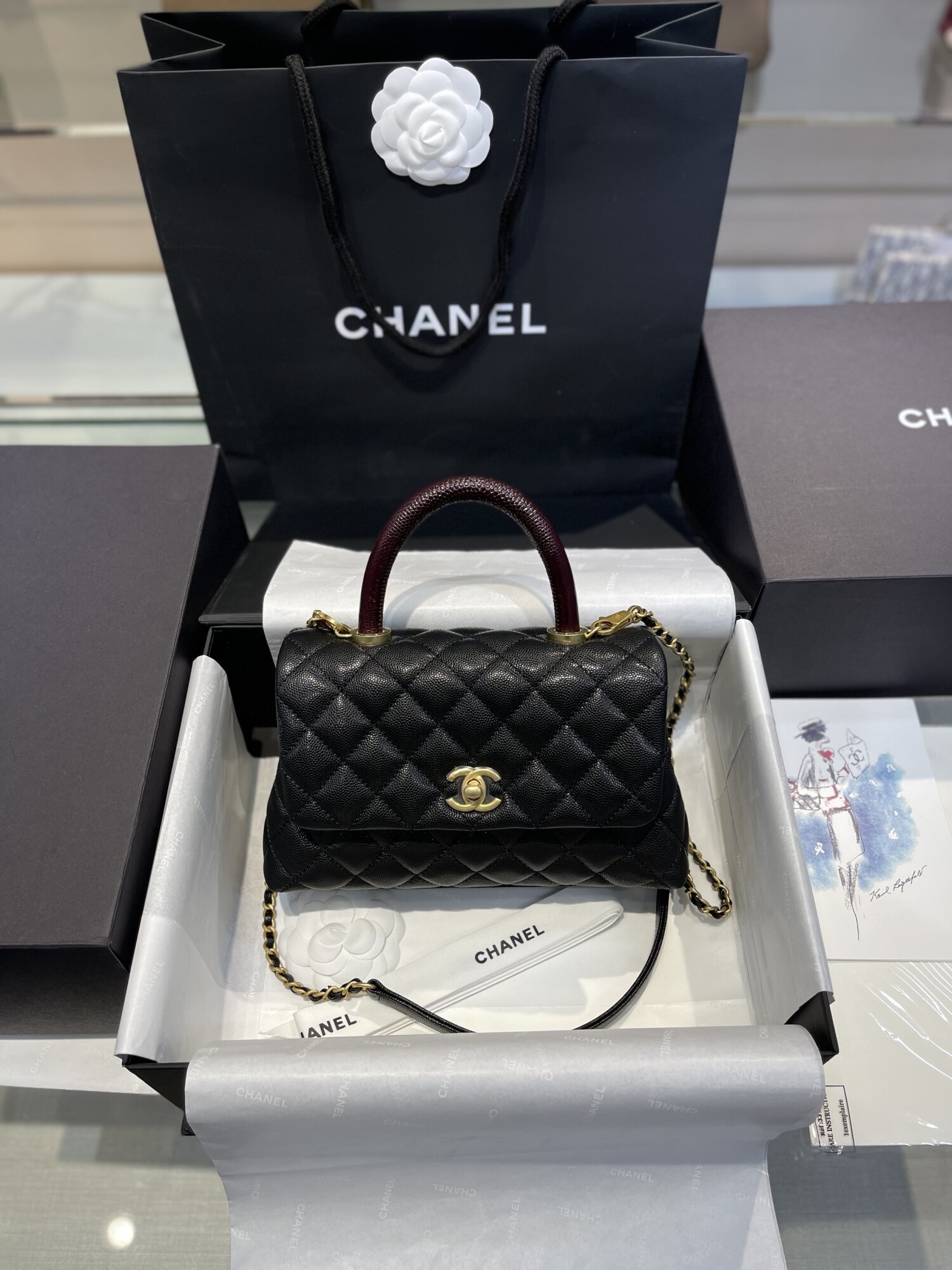 Chanel Coco Handle Black Lizard