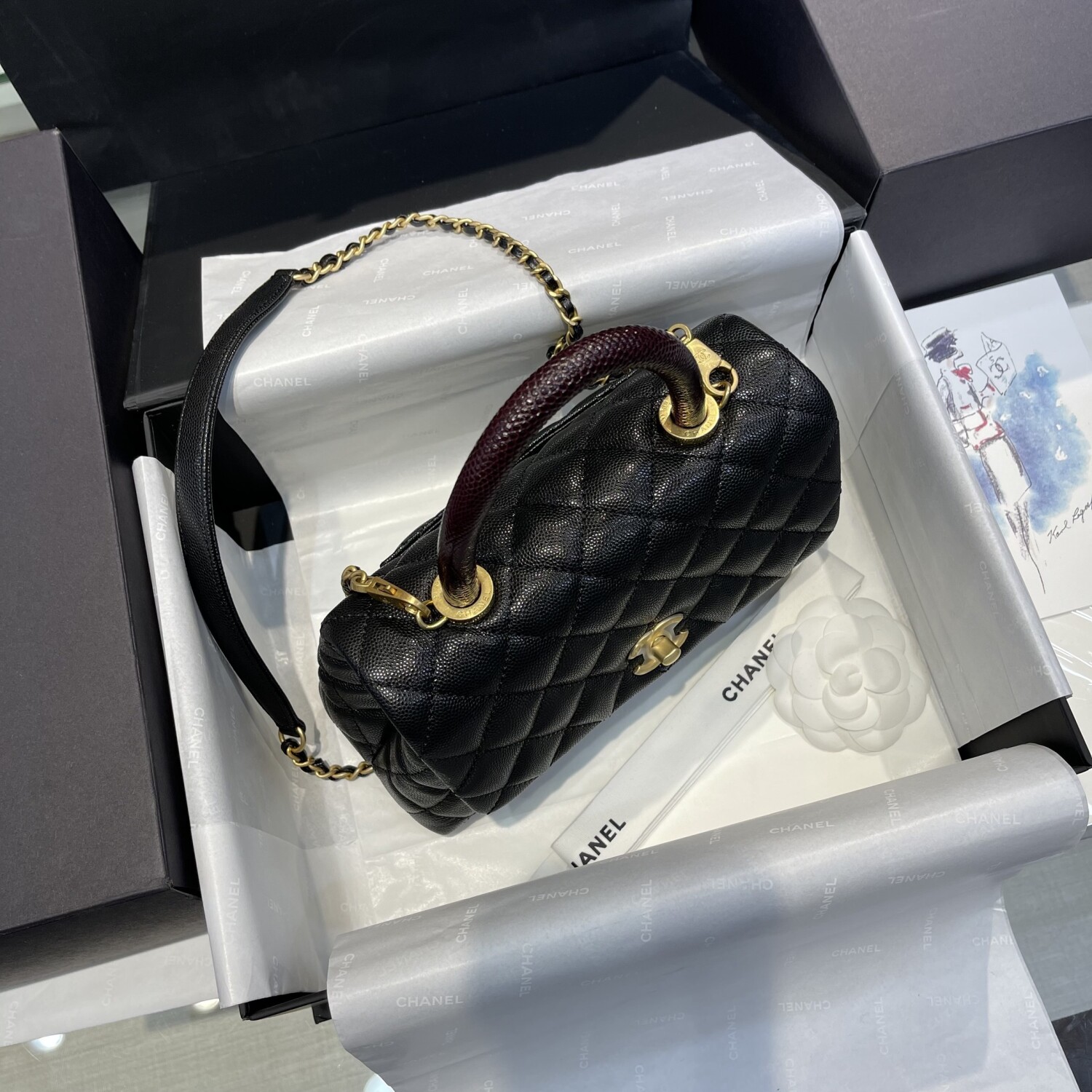 Chanel Coco Handle Black Lizard