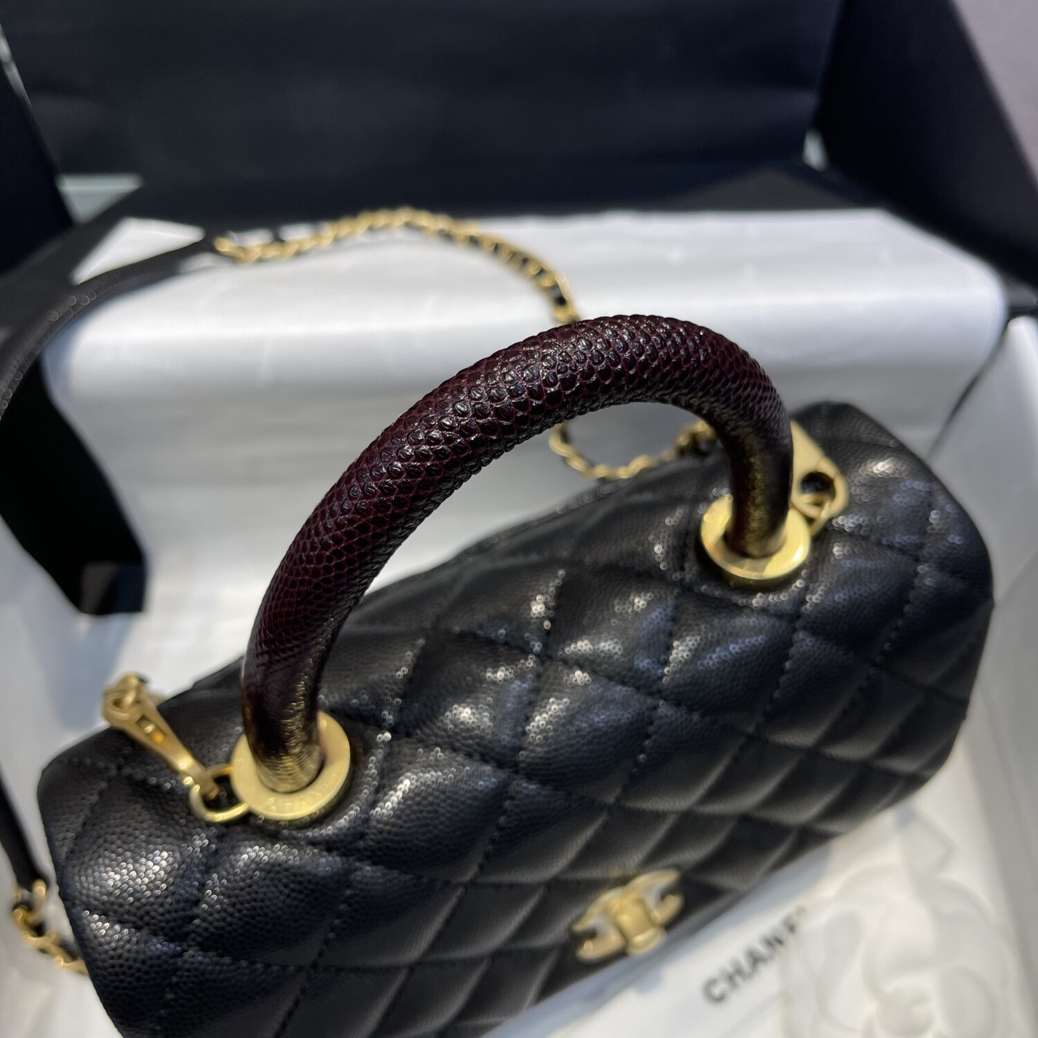 Chanel Coco Handle Black Lizard