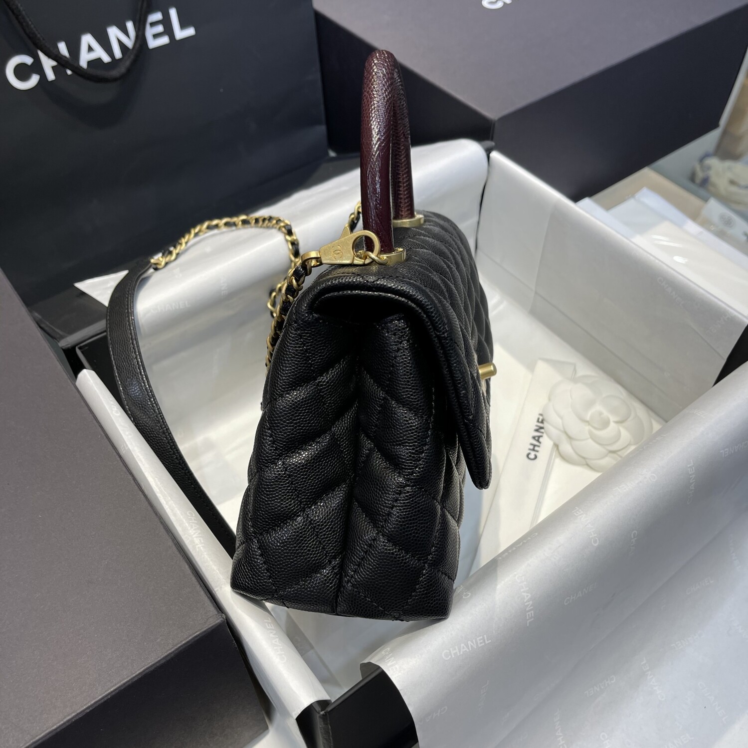 Chanel Coco Handle Black Lizard
