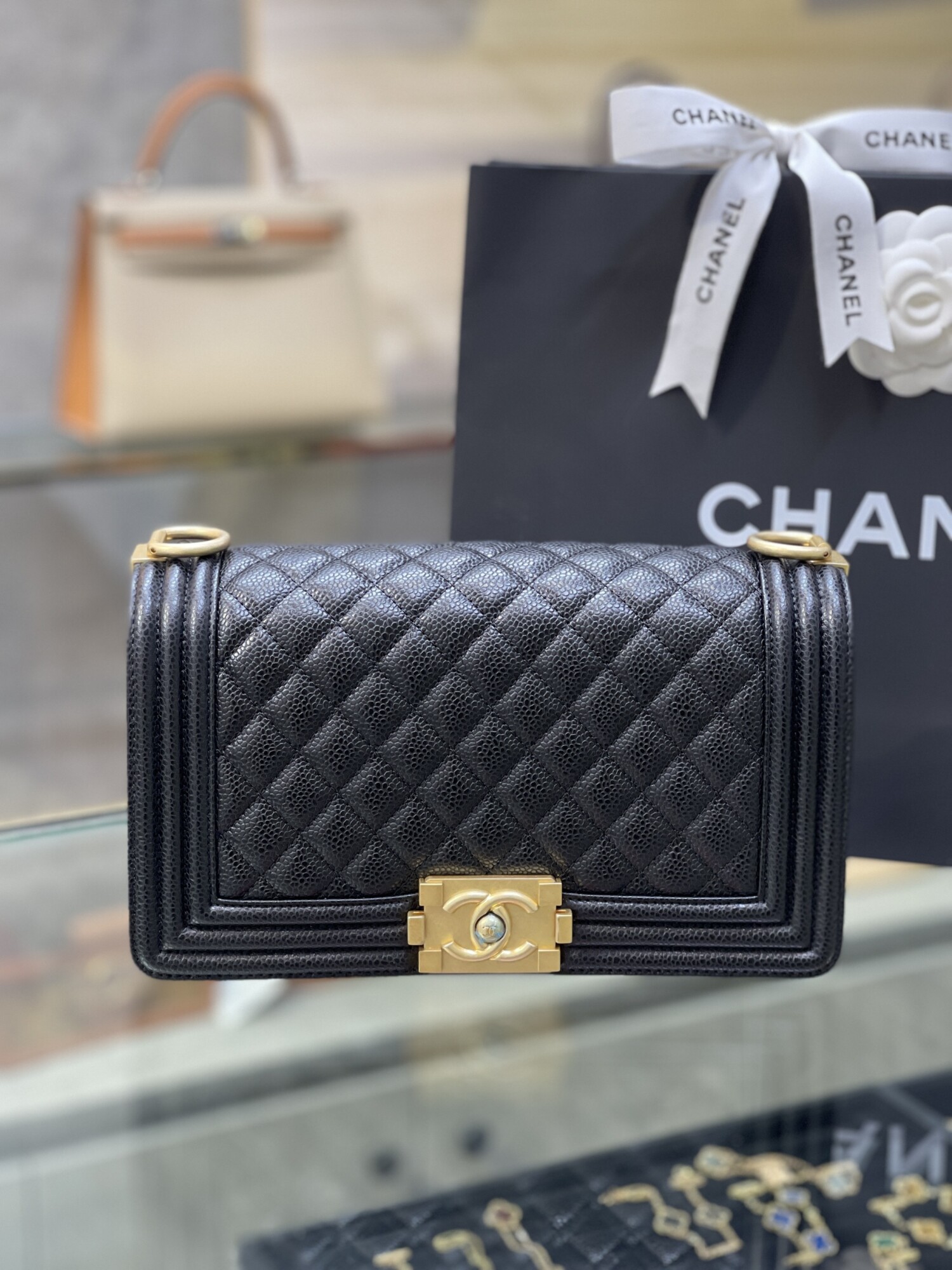 Chanel Leboy 25 Black Caviar Chip