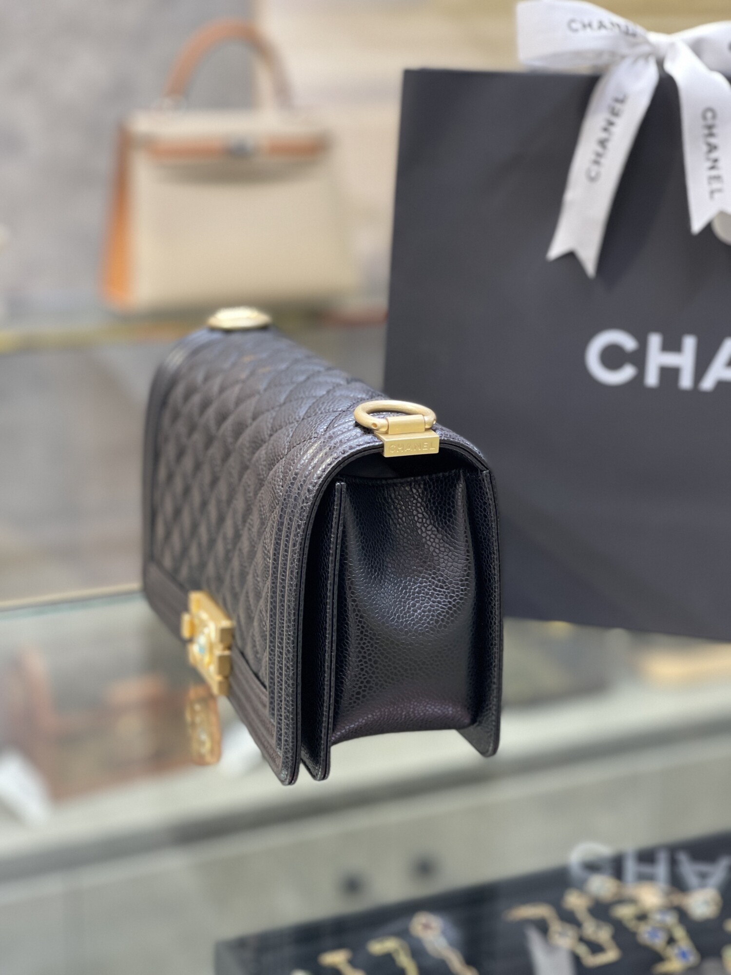 Chanel Leboy 25 Black Caviar Chip