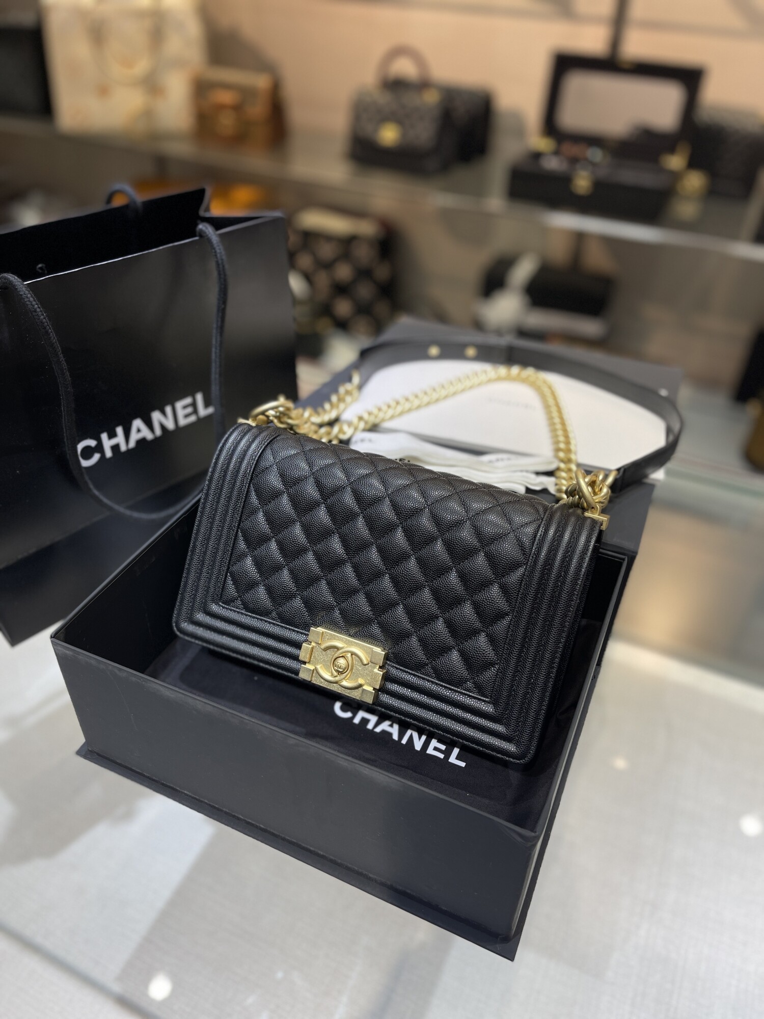 Chanel Leboy 25 Caviar Yellow Chain