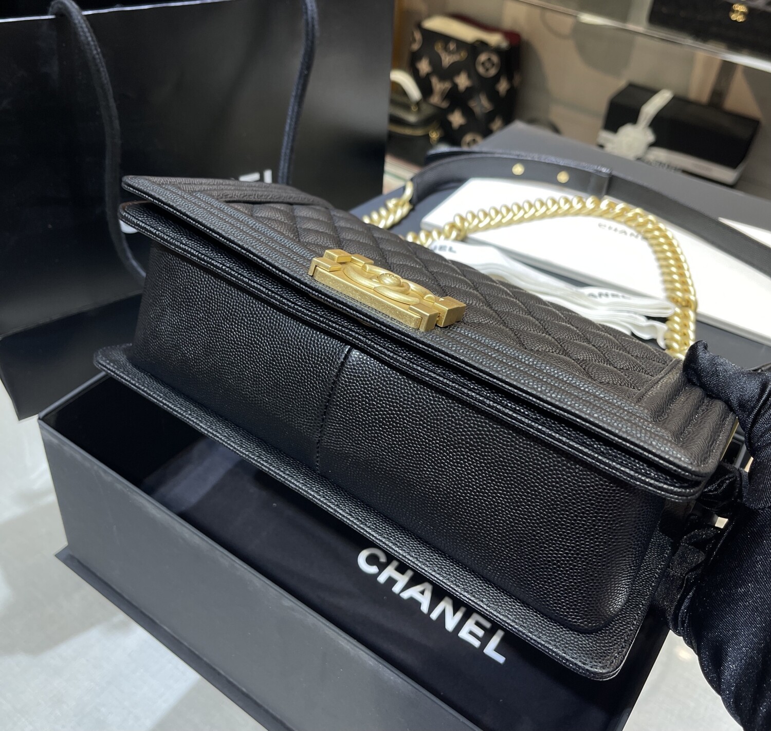 Chanel Leboy 25 Caviar Yellow Chain