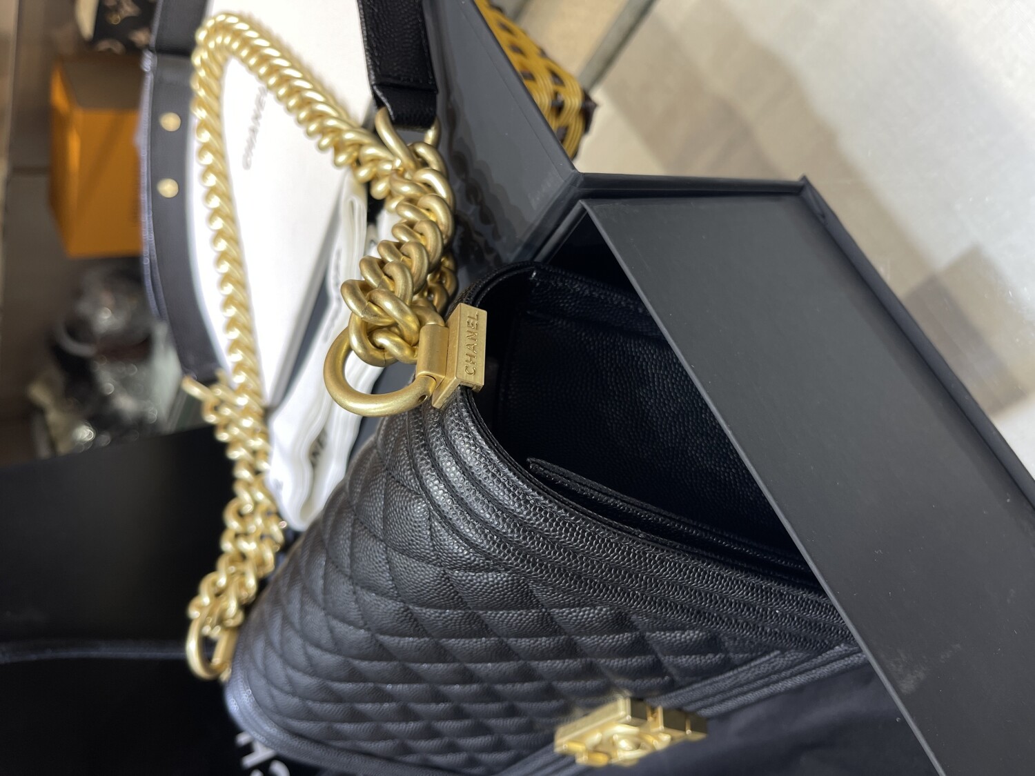 Chanel Leboy 25 Caviar Yellow Chain
