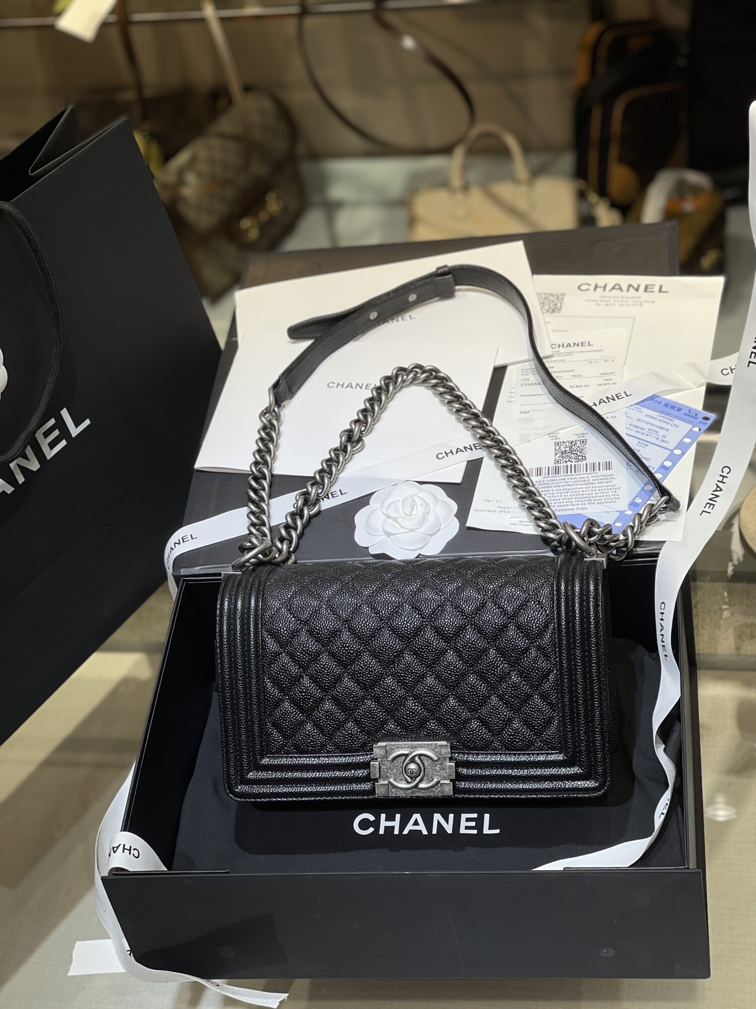 Chanel Leboy 25 With Big Sliver Chain Black
