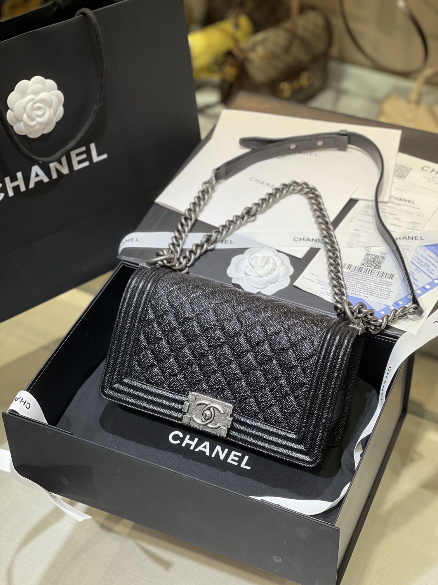 Chanel Leboy 25 With Big Sliver Chain Black