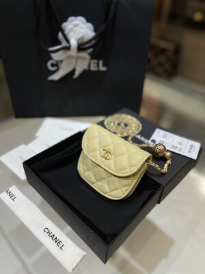 Chanel Mini Bag With Ball Chain Lightly Yellow